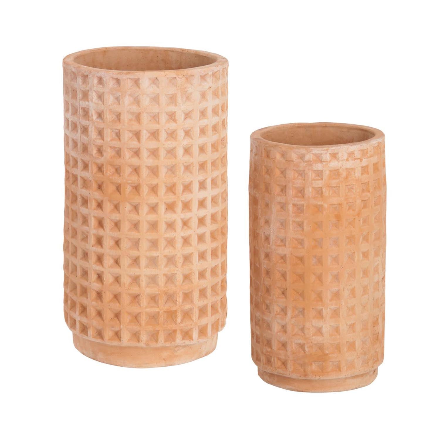 Celi Set aus 2 Übertöpfen aus Terrakotta Ø 34 cm / Ø 25 cm