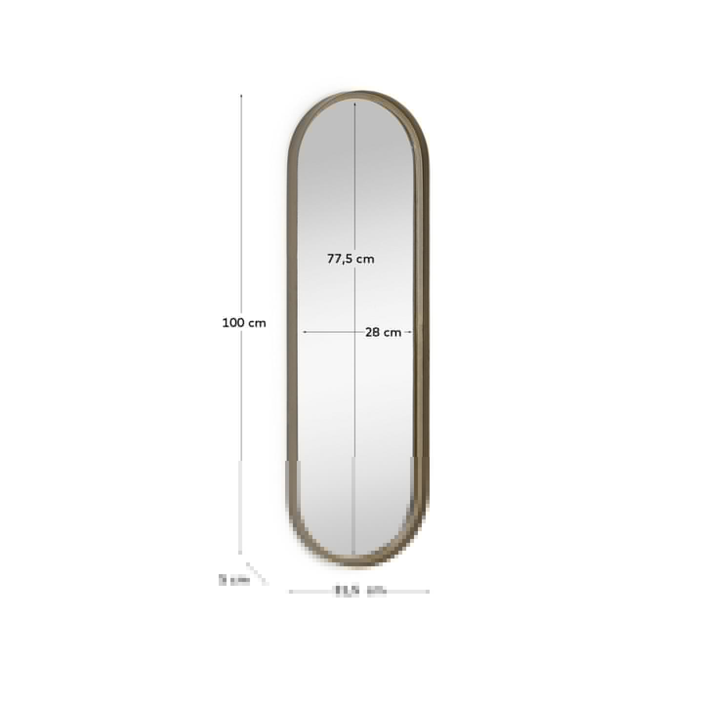 Stilvoller Tiare Wandspiegel von Kave Home, 31x101 cm, mit edlem goldfarbenem Metallrahmen – perfekt für zeitgemäße Wohnräume.
