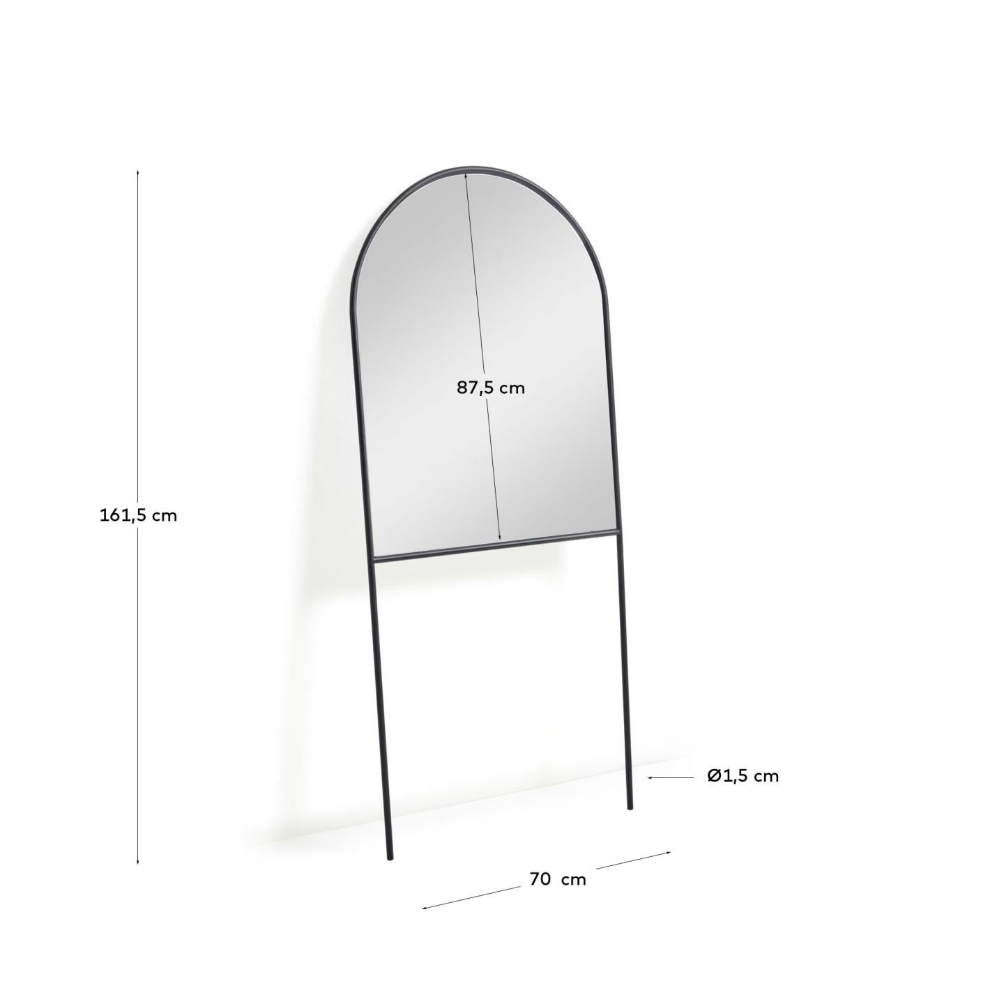 Eleganter Ganzkörperspiegel von Kave Home, 70 x 161 cm, mit modernem Metallrahmen. Ideal für jeden Raum und ein zeitloses Wohnaccessoire.