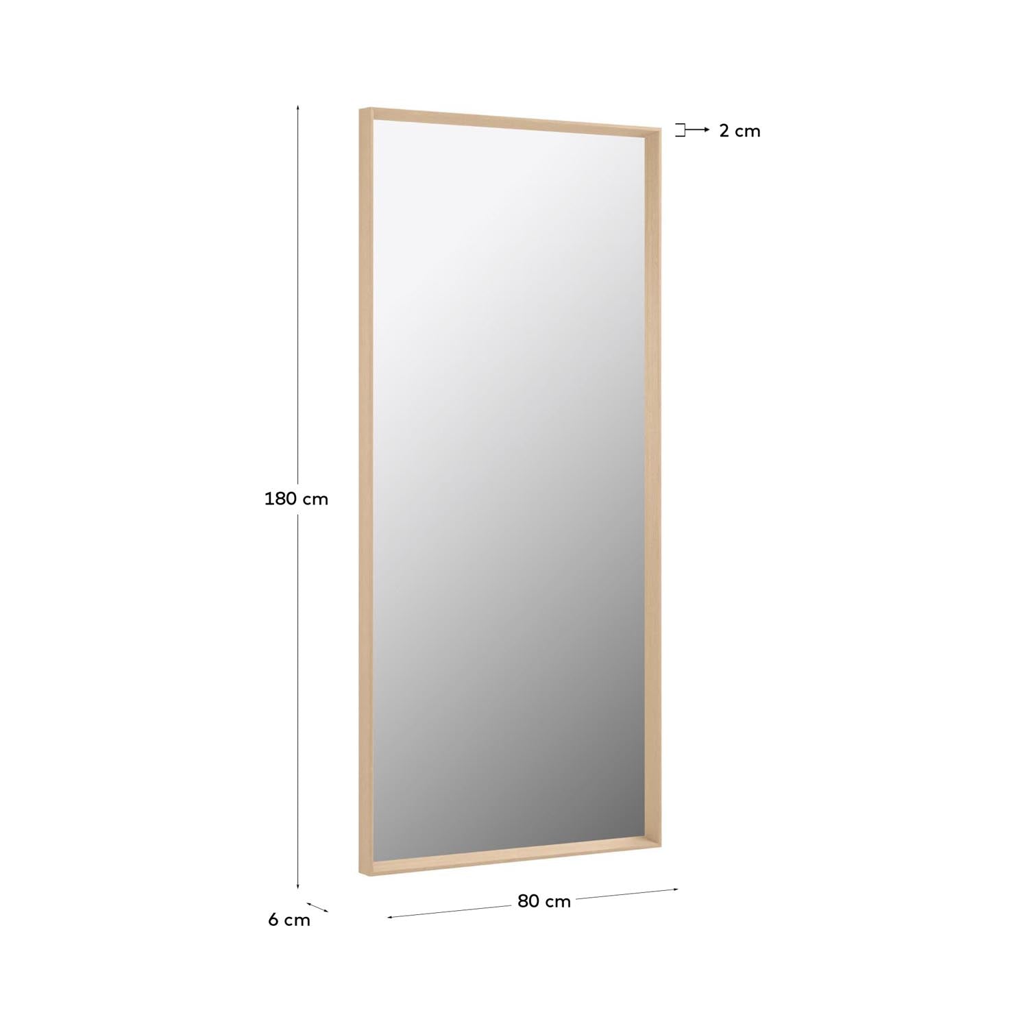 Entdecke den Nerina Spiegel 80 x 180 cm von Kave Home – ein stilvolles, umweltfreundliches Möbelstück, das jedem Raum Weite und Eleganz verleiht.