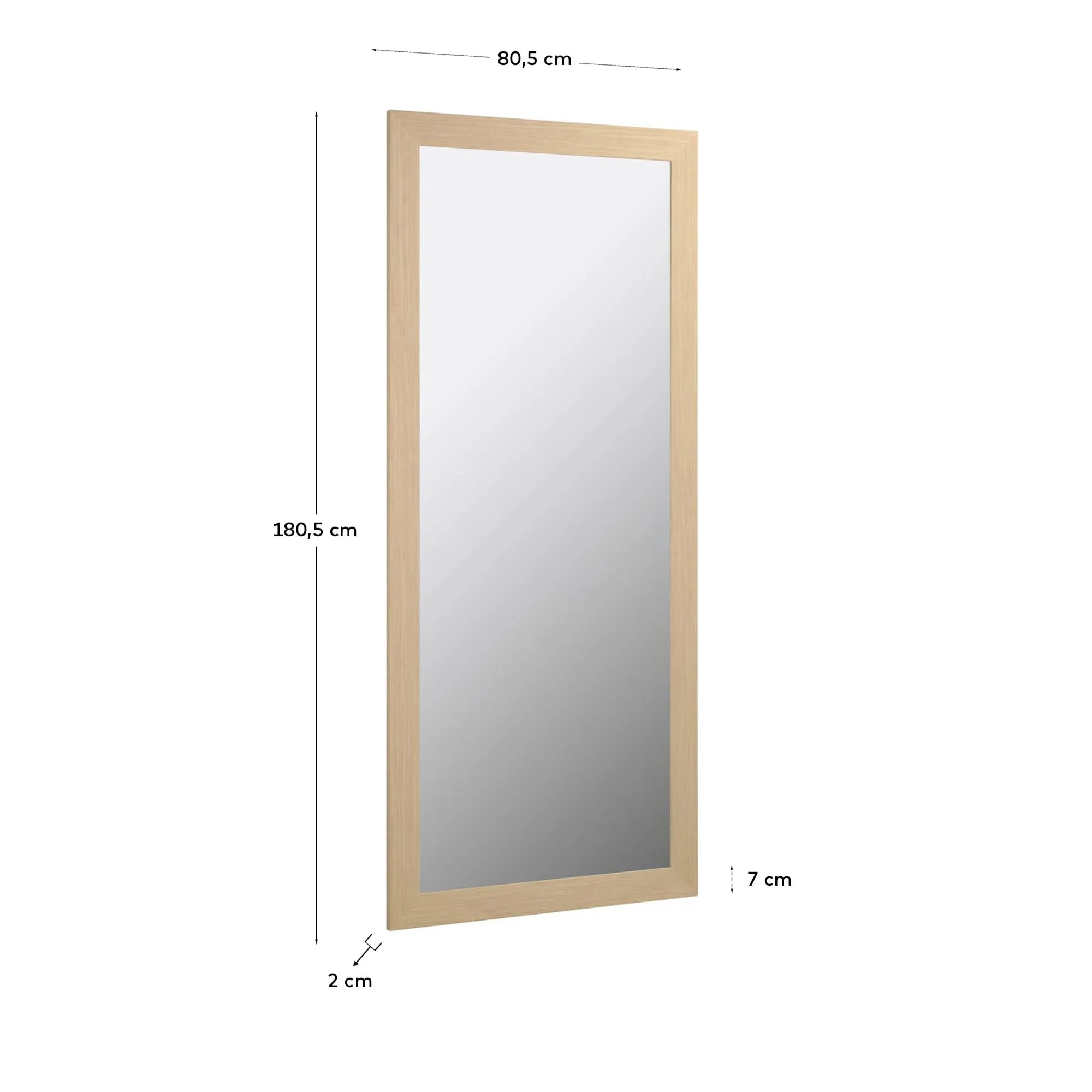 Yvaine Spiegel von Kave Home, 80,5x180,5 cm, naturbelassen, ideal für stilvolle und zeitgemäße Wohnräume.