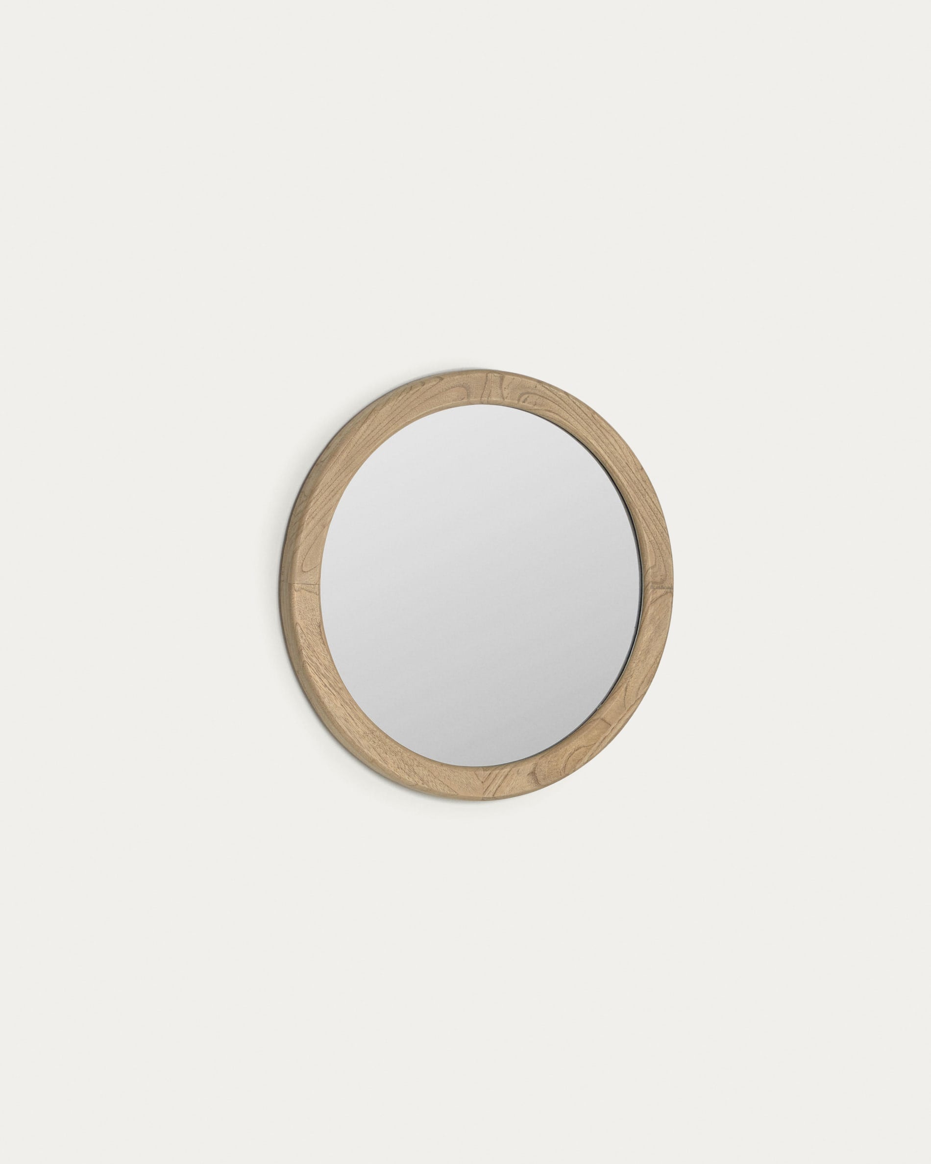 Alum round mirror made of solid mindi wood, 50 cm