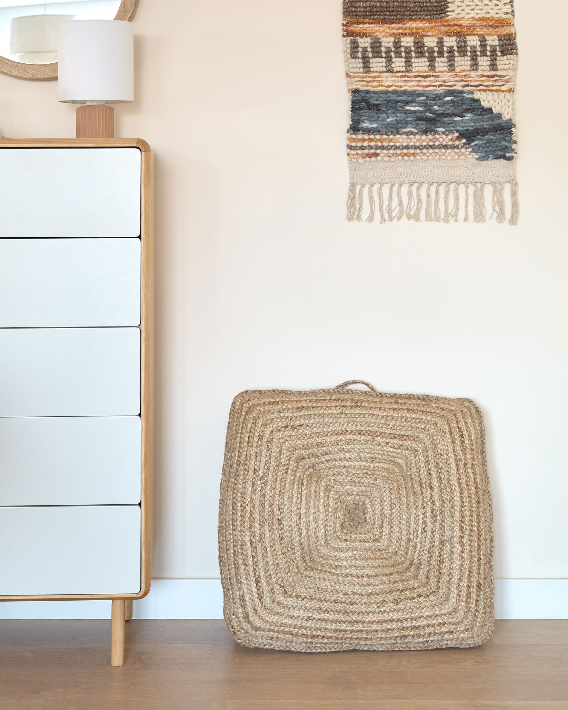 Alum round mirror made of solid mindi wood, 50 cm