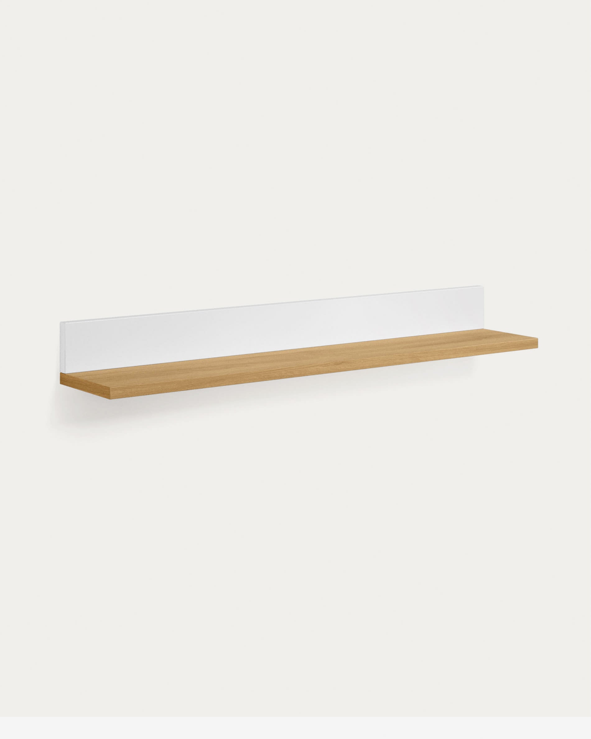 3D-Modell eines weissen, 80x15 cm grossen Abilen Wandregals aus FSC-zertifiziertem Eichenfurnier.