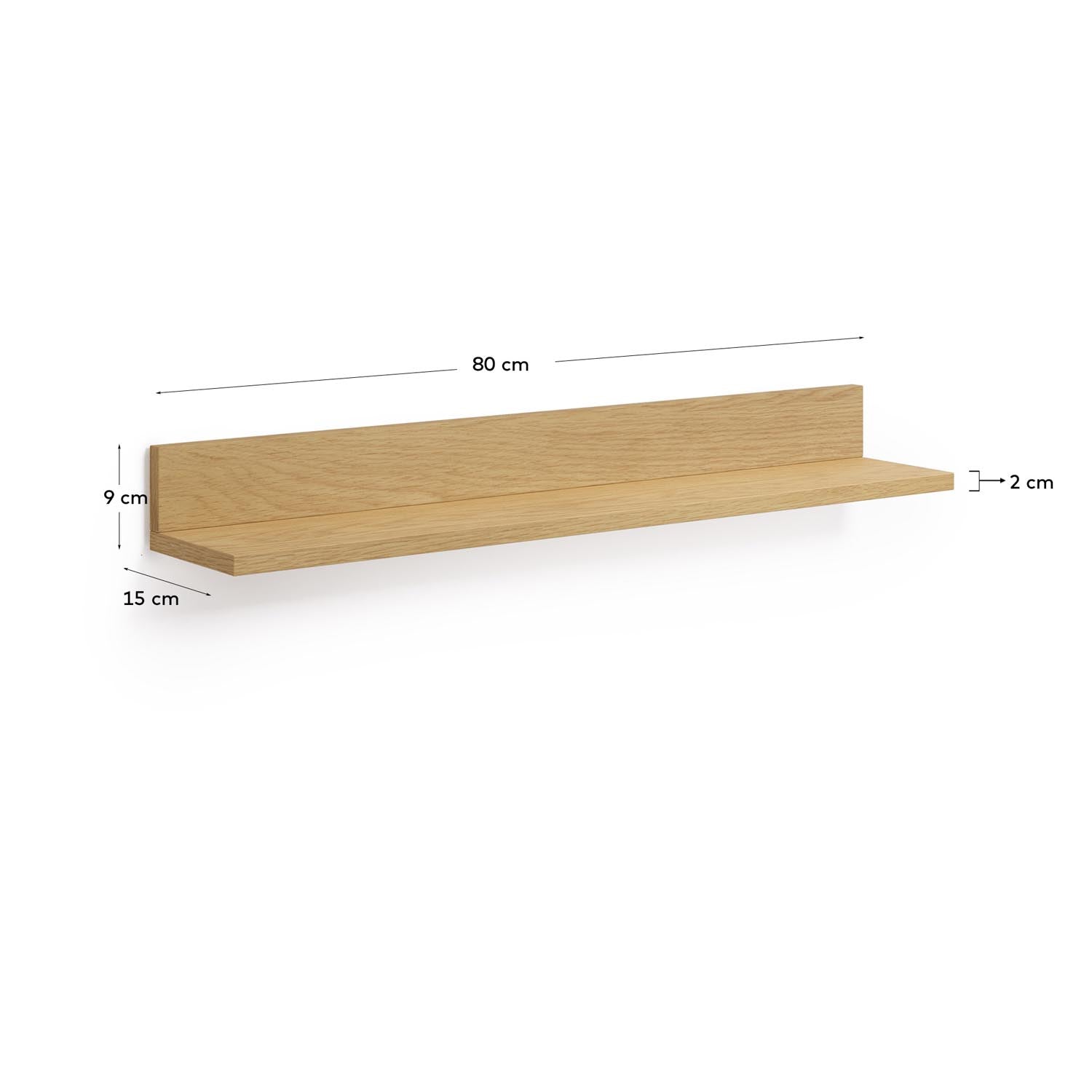 Stilvolles Abilen Wandregal von Kave Home: Funktional, umweltfreundlich, aus MDF E0 und Eichenfurnier, ideal für jeden Raum.