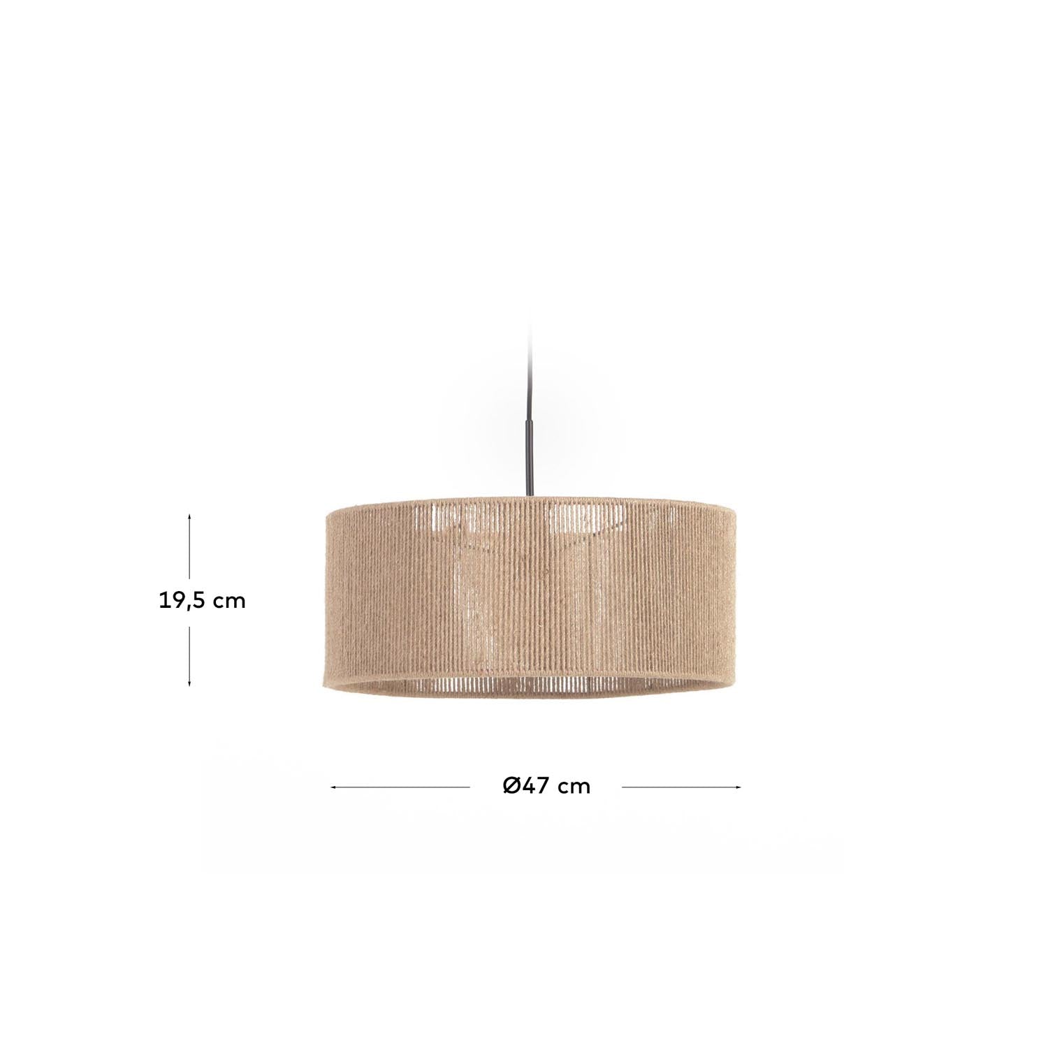 Stilvoller Lampenschirm aus handgeflochtener Jute und Eisen, Ø 47 cm, für eine warme Atmosphäre in jedem Raum.