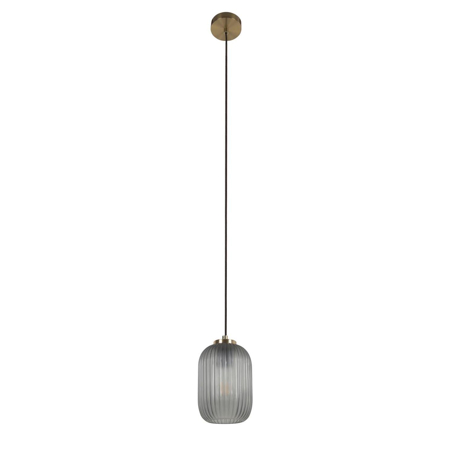 Hestia Deckenlampe aus Metall mit Messing-Finish und grauem Glas in Gold, Klar präsentiert im Onlineshop von KAQTU Design AG. Deckenleuchte ist von Kave Home