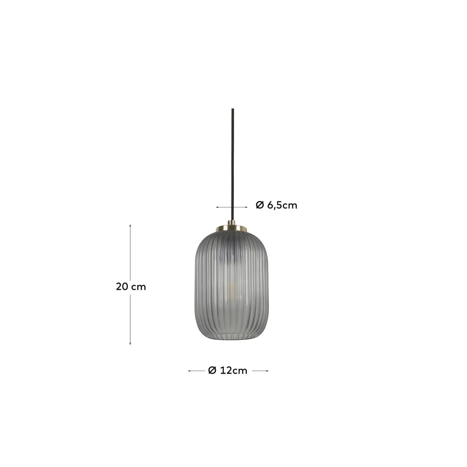 Hestia Deckenlampe aus Metall mit Messing-Finish und grauem Glas in Gold, Klar präsentiert im Onlineshop von KAQTU Design AG. Deckenleuchte ist von Kave Home