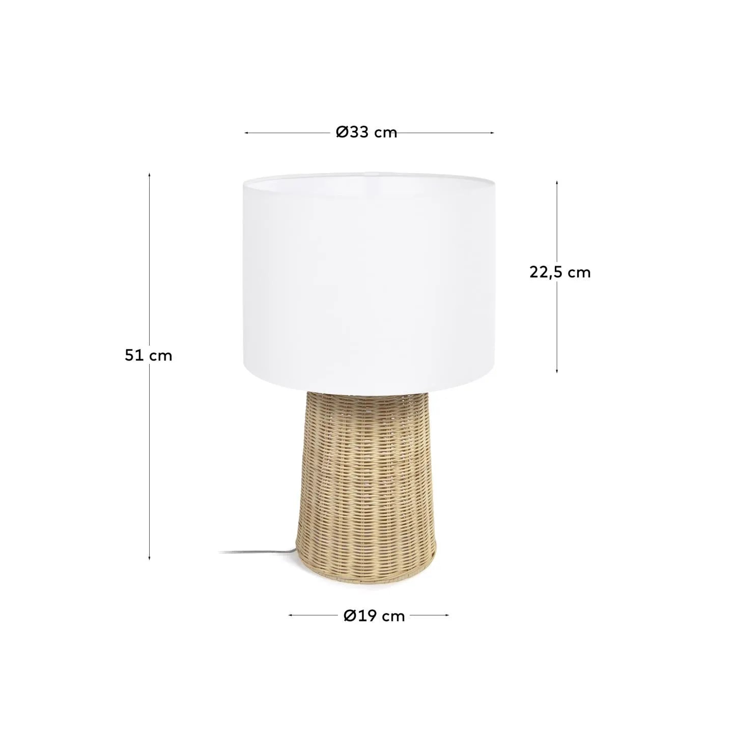 Die Kimjit Tischlampe aus handgeflochtenem Rattan verleiht jedem Raum eine warme, natürliche Atmosphäre und passt zu jedem Stil.