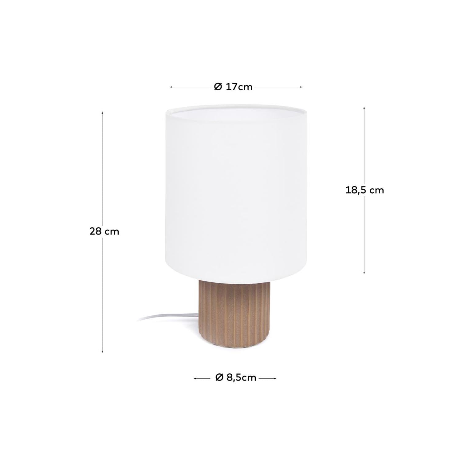 Stilvolle Eshe Tischlampe aus Keramik in Terrakotta und Weiß. Perfekte Akzentbeleuchtung für jedes Zuhause.