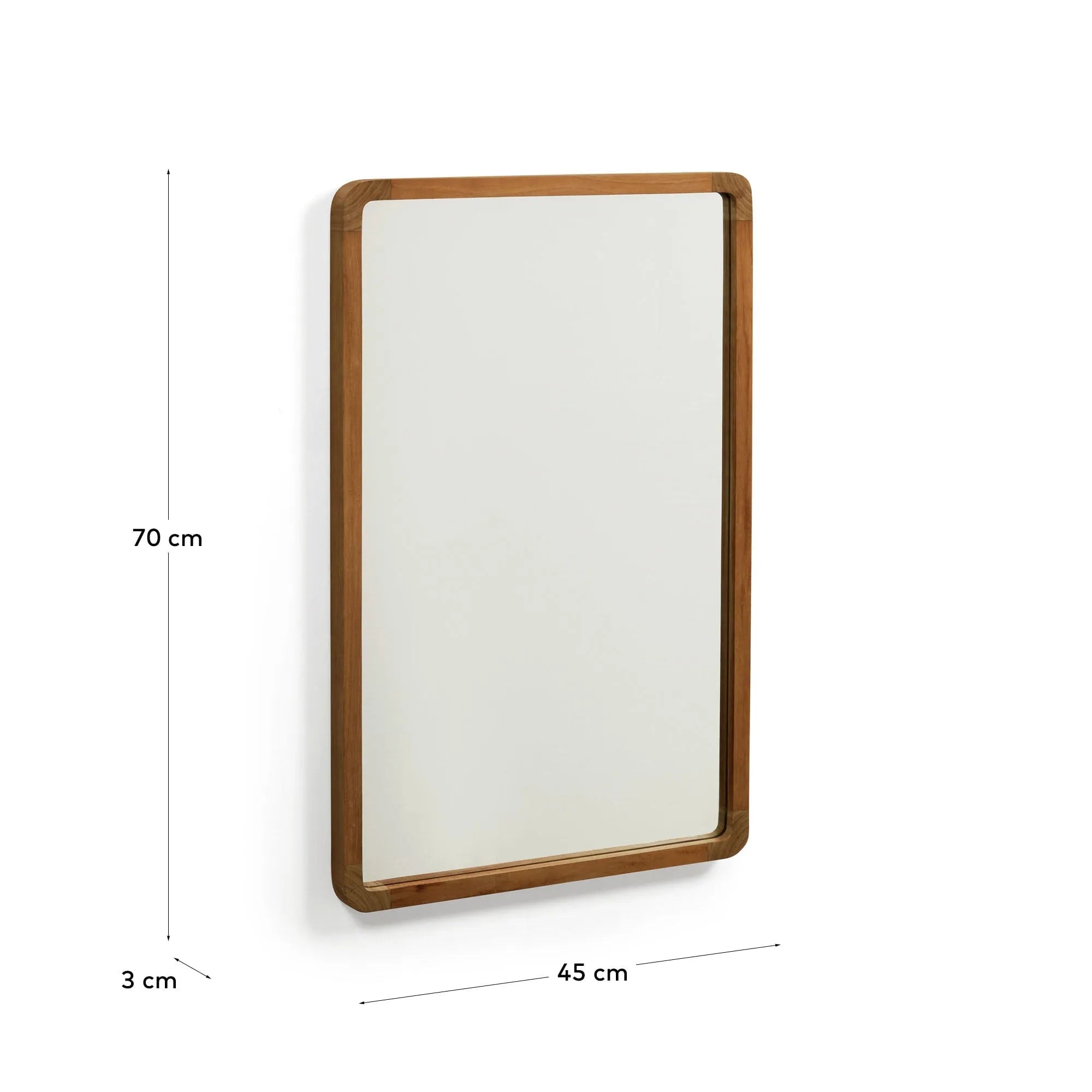 Eleganter Shamel Spiegel aus massivem Teakholz mit edlem Nussholzfinish, 45x70 cm, von Kave Home – stilvoll und hochwertig.