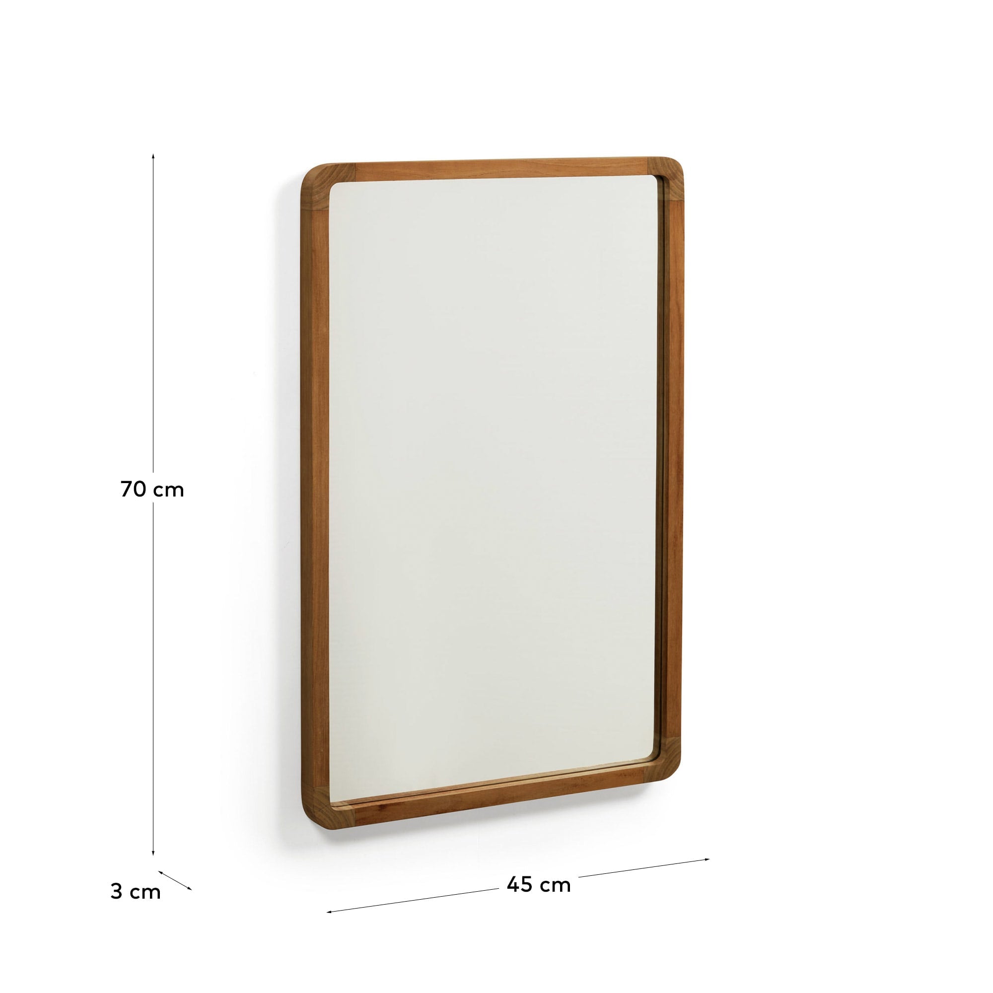 Shamel Spiegel aus massivem Teakholz mit edlem Nussholzfinish, 45x70 cm, von Kave Home – zeitloses Design für Ihr Zuhause.