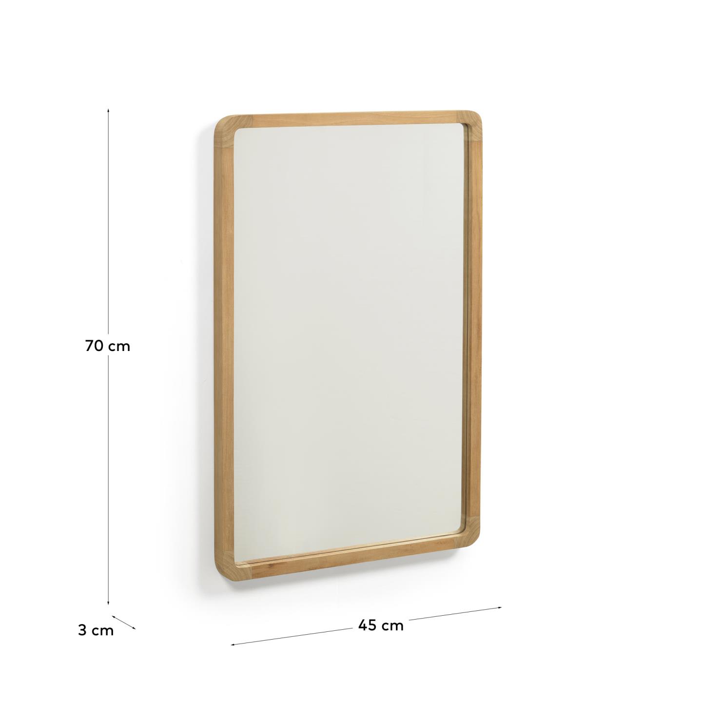Stilvoller Shamel Spiegel aus massivem Teakholz, 45x70 cm, von Kave Home. Ideal für moderne und natürliche Raumgestaltung.