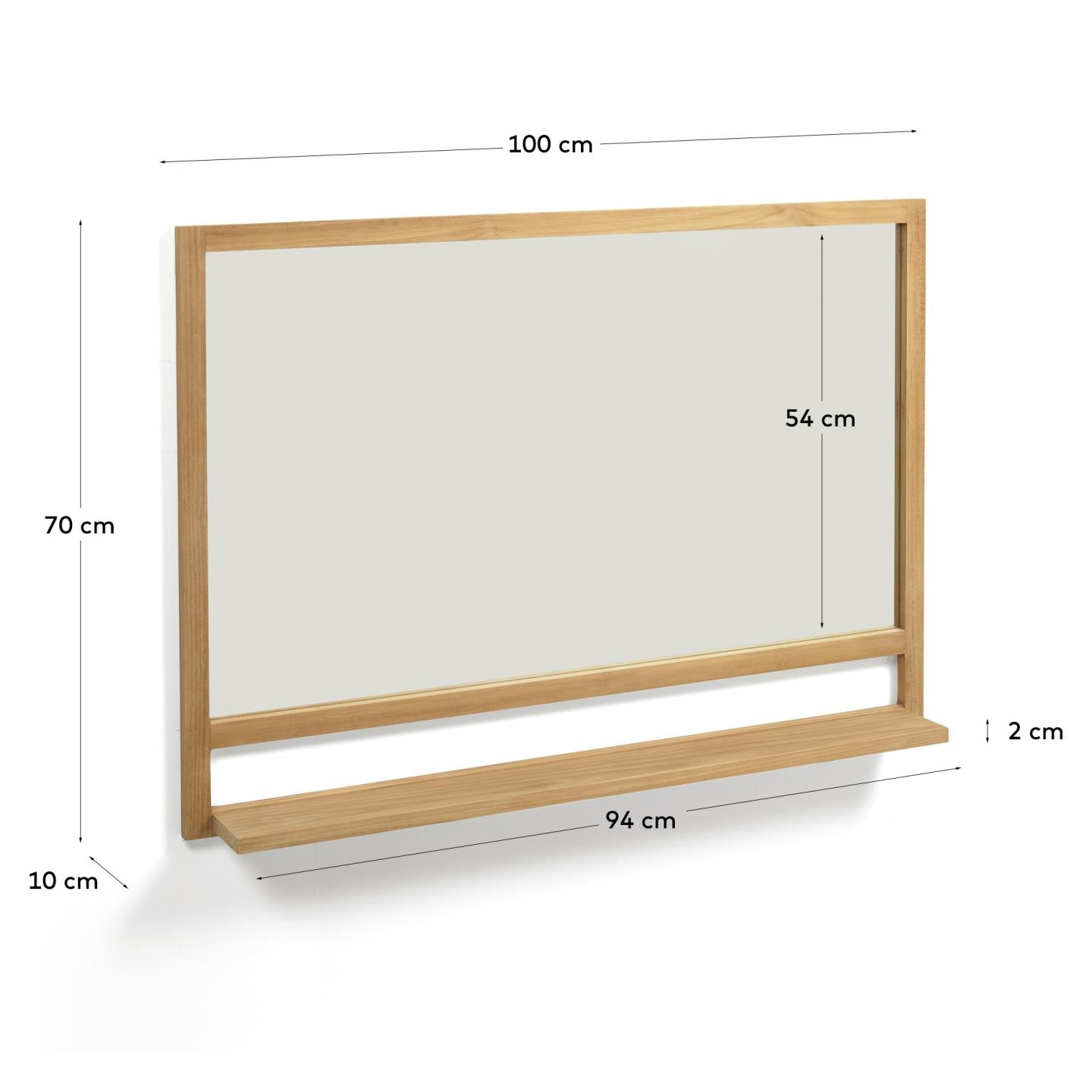 Der Taciana Spiegel (100x70 cm) von Kave Home aus robustem Teakholz vereint elegantes Design mit praktischer Funktionalität und schafft eine warme, einladende Raumstimmung.