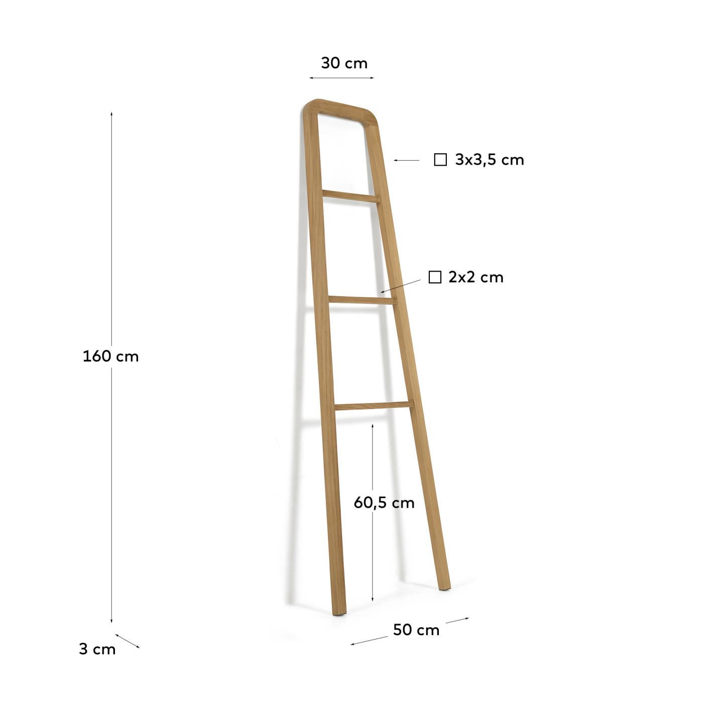 Eleganter Handtuchhalter aus massivem Teakholz, 50 x 160 cm, mit natürlichem Finish – ideal für ein stilvolles und funktionales Badezimmer.