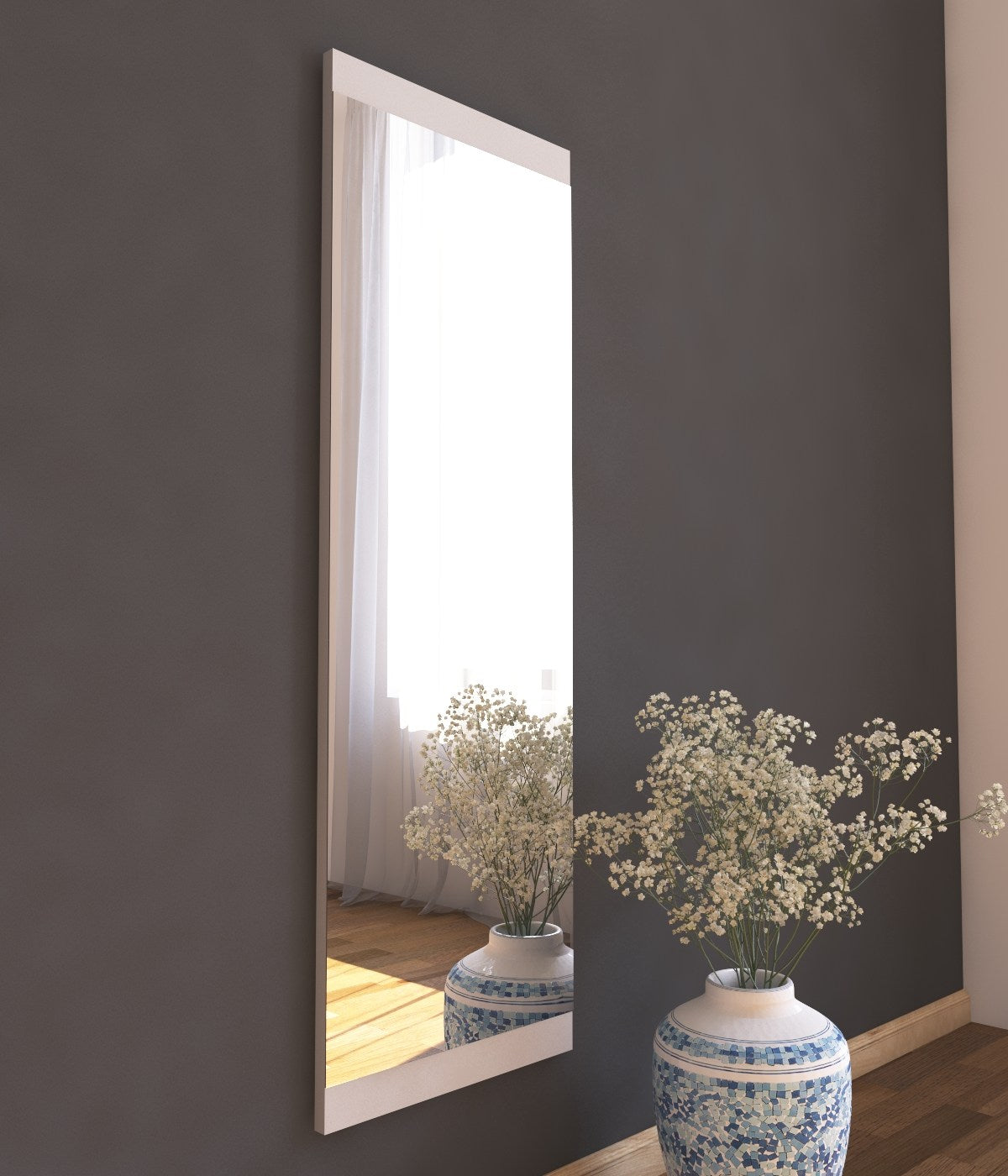 Azus Spiegel - Weiss in Weiss präsentiert im Onlineshop von KAQTU Design AG. Wandspiegel ist von Hanah Home