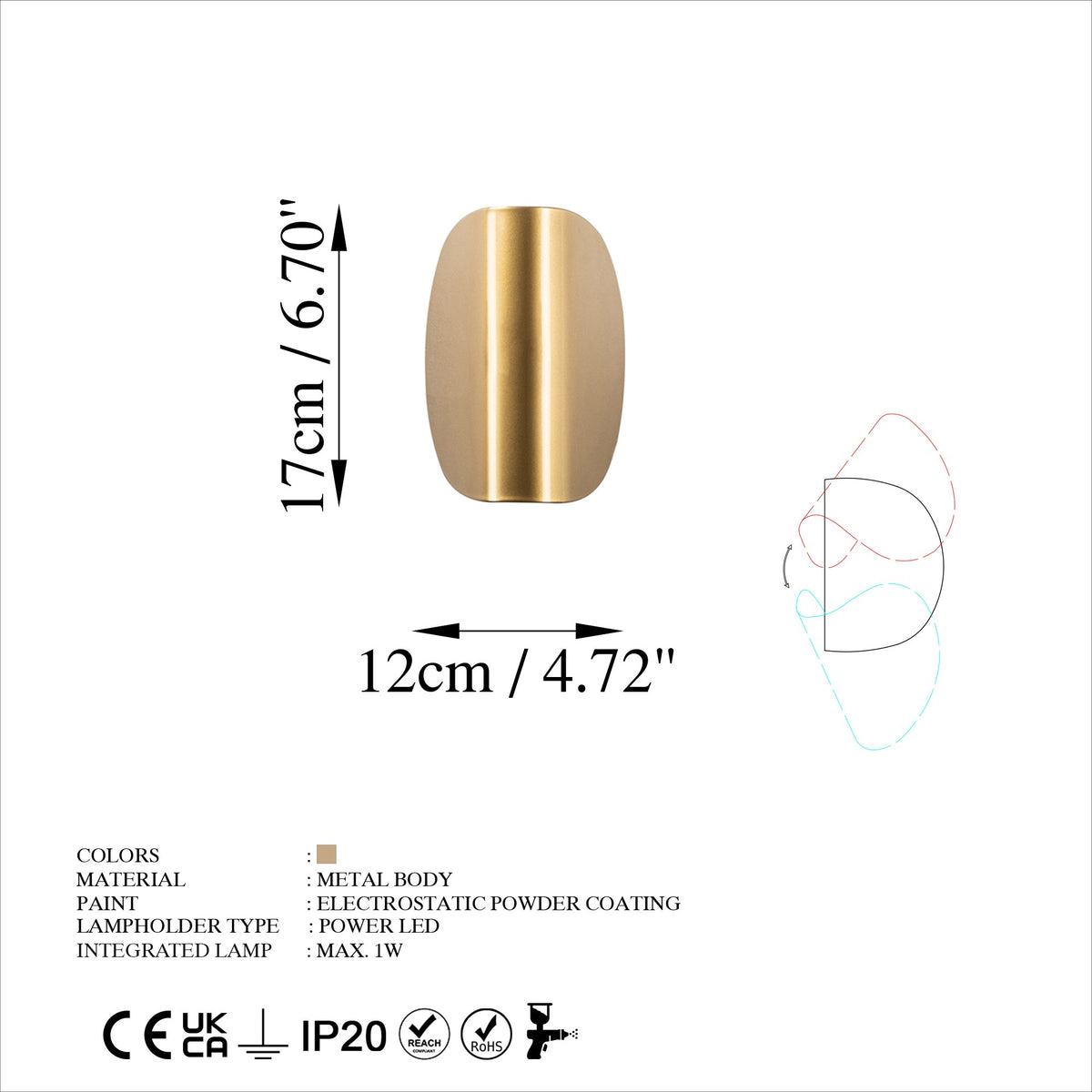 Heybe Wandleuchte - Gold in Gold präsentiert im Onlineshop von KAQTU Design AG. Wandleuchte ist von Opviq