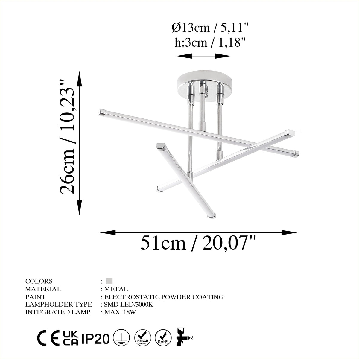 Ledflower Deckenleuchte - Chrome in Chrome präsentiert im Onlineshop von KAQTU Design AG. Deckenleuchte ist von Opviq