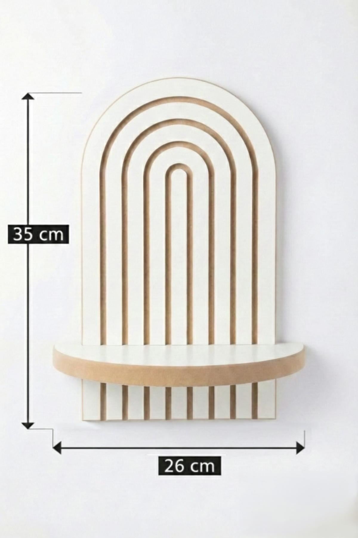 Weisses Wandregal aus MDF mit geometrischer Form, Masse 26 x 13 x 35 cm, Stärke 18 mm, Hersteller Hanah Home.