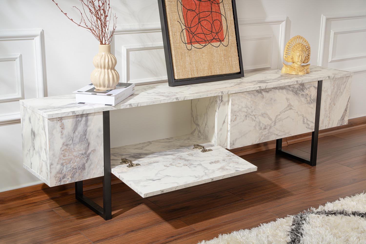 Serenity - Fressia Marble, Black in Freesia- Marmor Schwarz präsentiert im Onlineshop von KAQTU Design AG. Sideboard ist von Nordure
