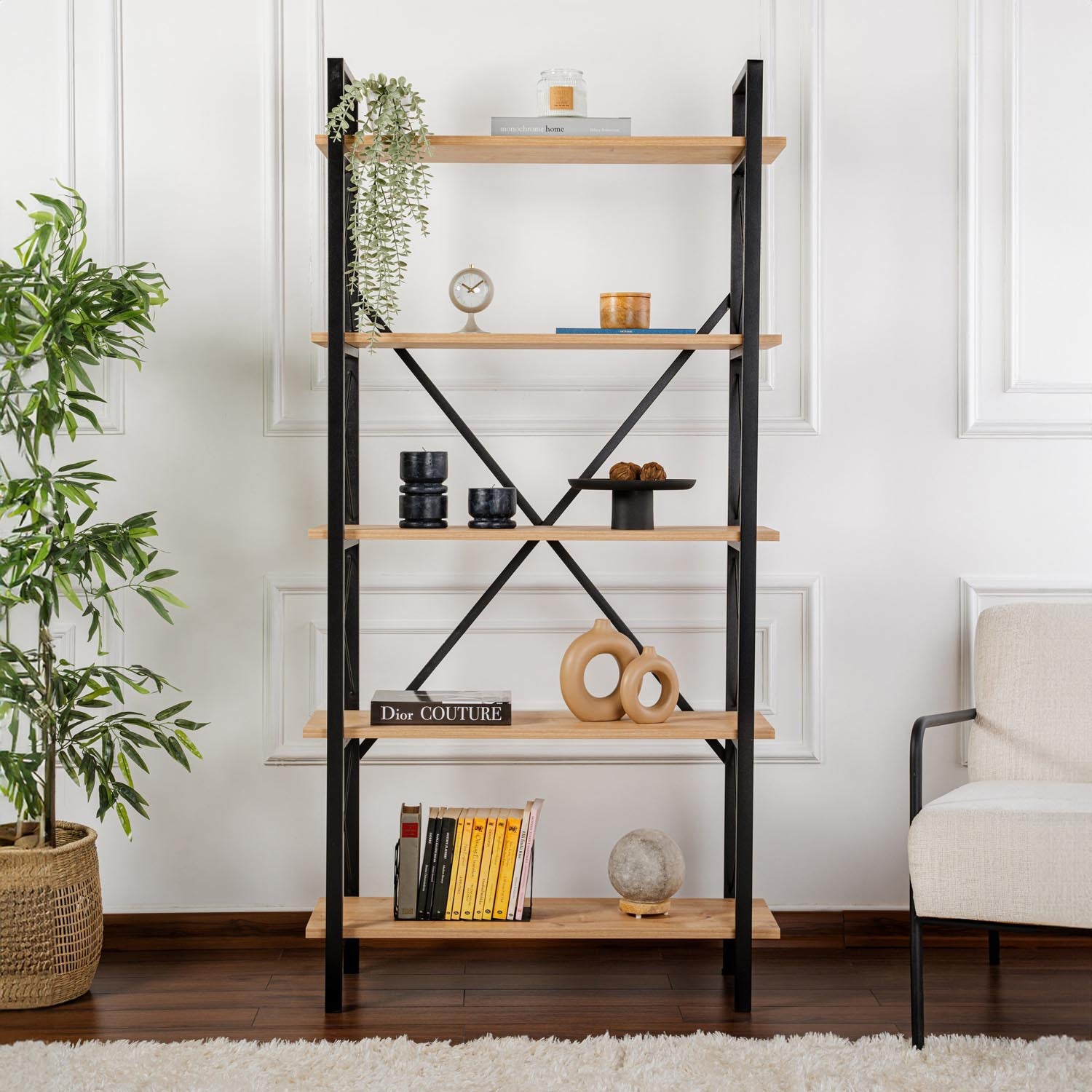 Elysian - Oak, Black in Eiche Schwarz präsentiert im Onlineshop von KAQTU Design AG. Bücherregal ist von Nordure