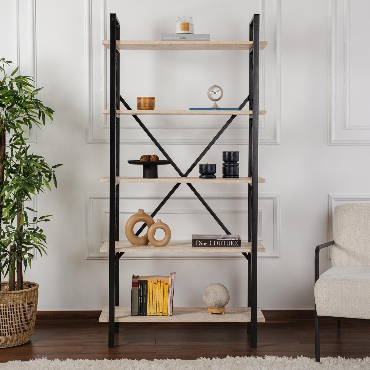Elysian - Travertine, Black in Travertin Schwarz präsentiert im Onlineshop von KAQTU Design AG. Bücherregal ist von Nordure