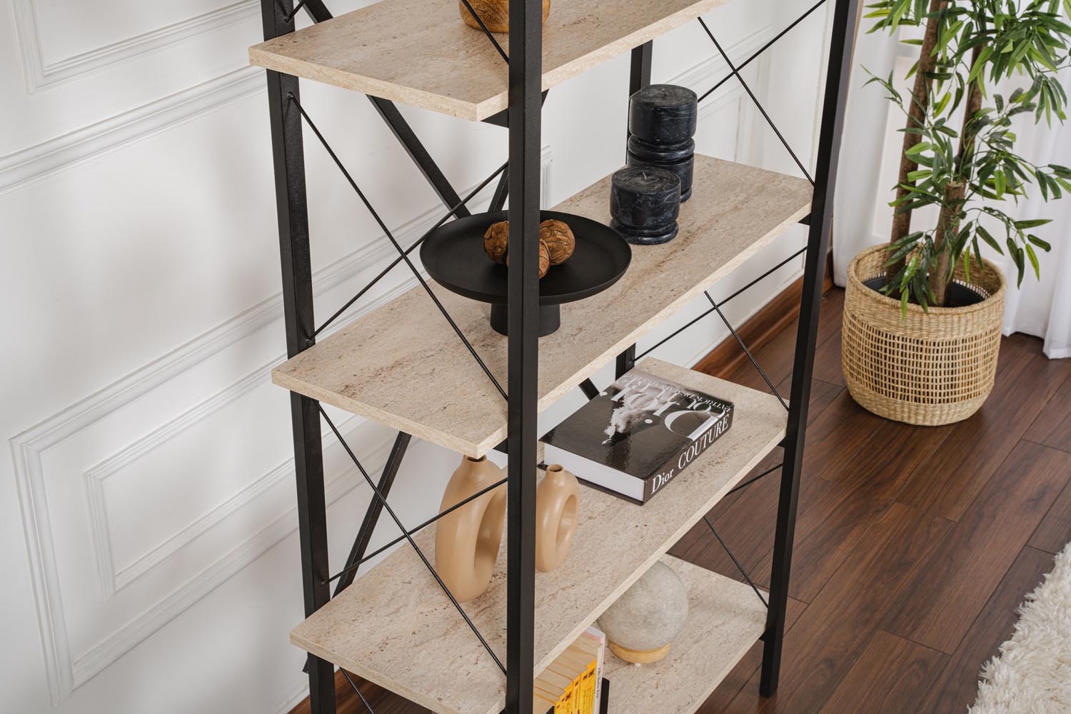 Elysian - Travertine, Black in Travertin Schwarz präsentiert im Onlineshop von KAQTU Design AG. Bücherregal ist von Nordure