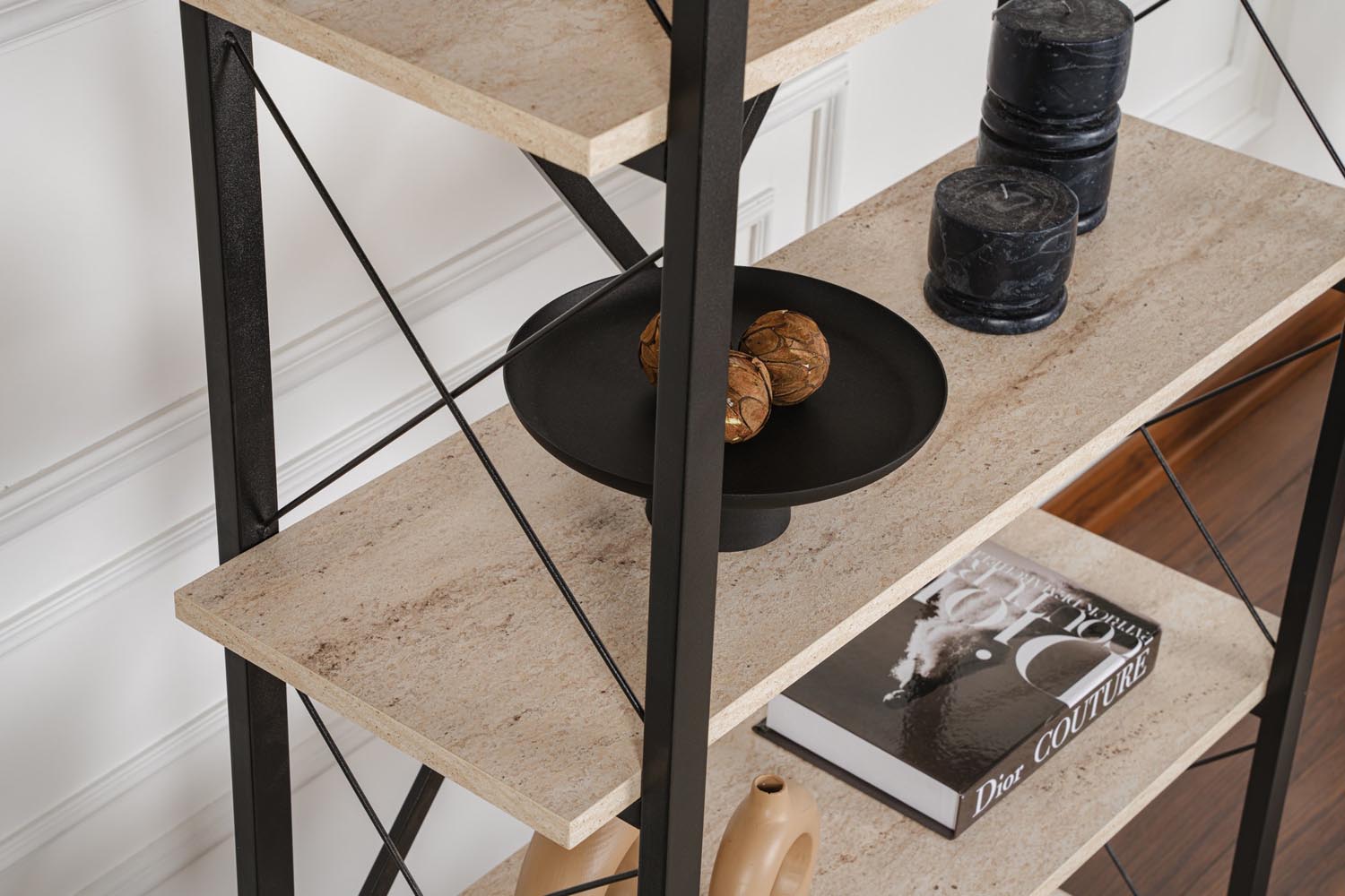 Elysian - Travertine, Black in Travertin Schwarz präsentiert im Onlineshop von KAQTU Design AG. Bücherregal ist von Nordure