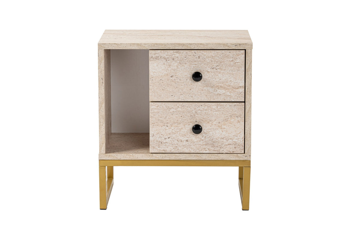 Glimmer Nachttisch - Travertin Gold in Travertin Gold präsentiert im Onlineshop von KAQTU Design AG. Nachttisch ist von Nordure