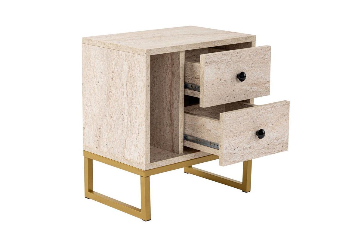 Glimmer Nachttisch - Travertin Gold in Travertin Gold präsentiert im Onlineshop von KAQTU Design AG. Nachttisch ist von Nordure