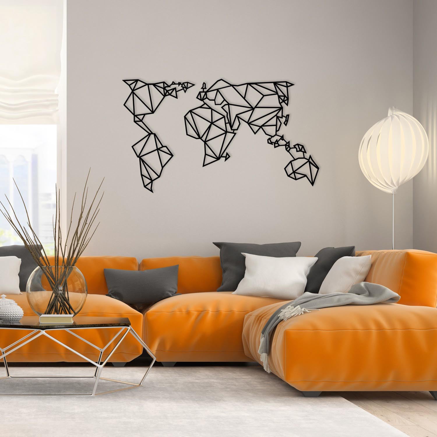 World Map Metal Decor 4 in Schwarz präsentiert im Onlineshop von KAQTU Design AG. Wanddeko ist von Wallity