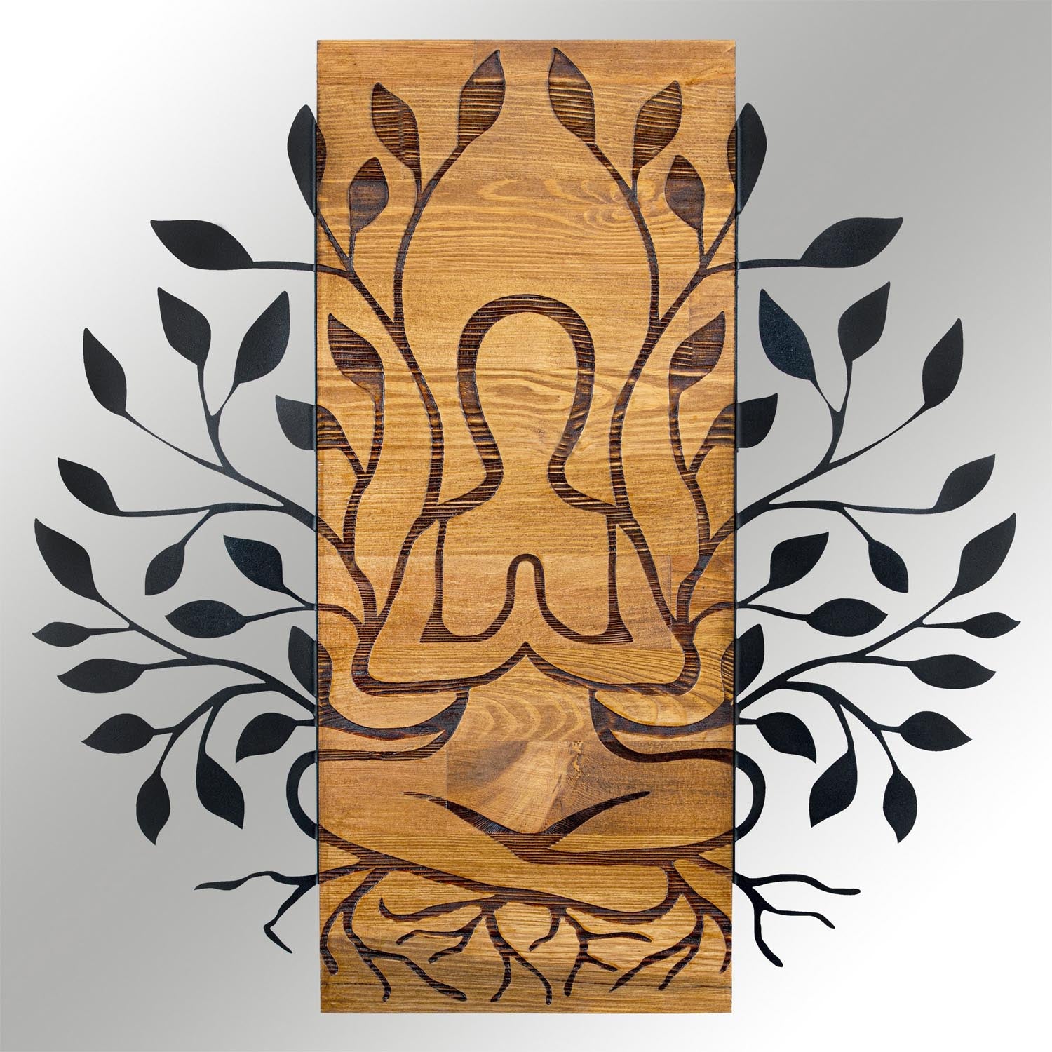 Meditation in Schwarznuss präsentiert im Onlineshop von KAQTU Design AG. Wanddeko ist von Wallity