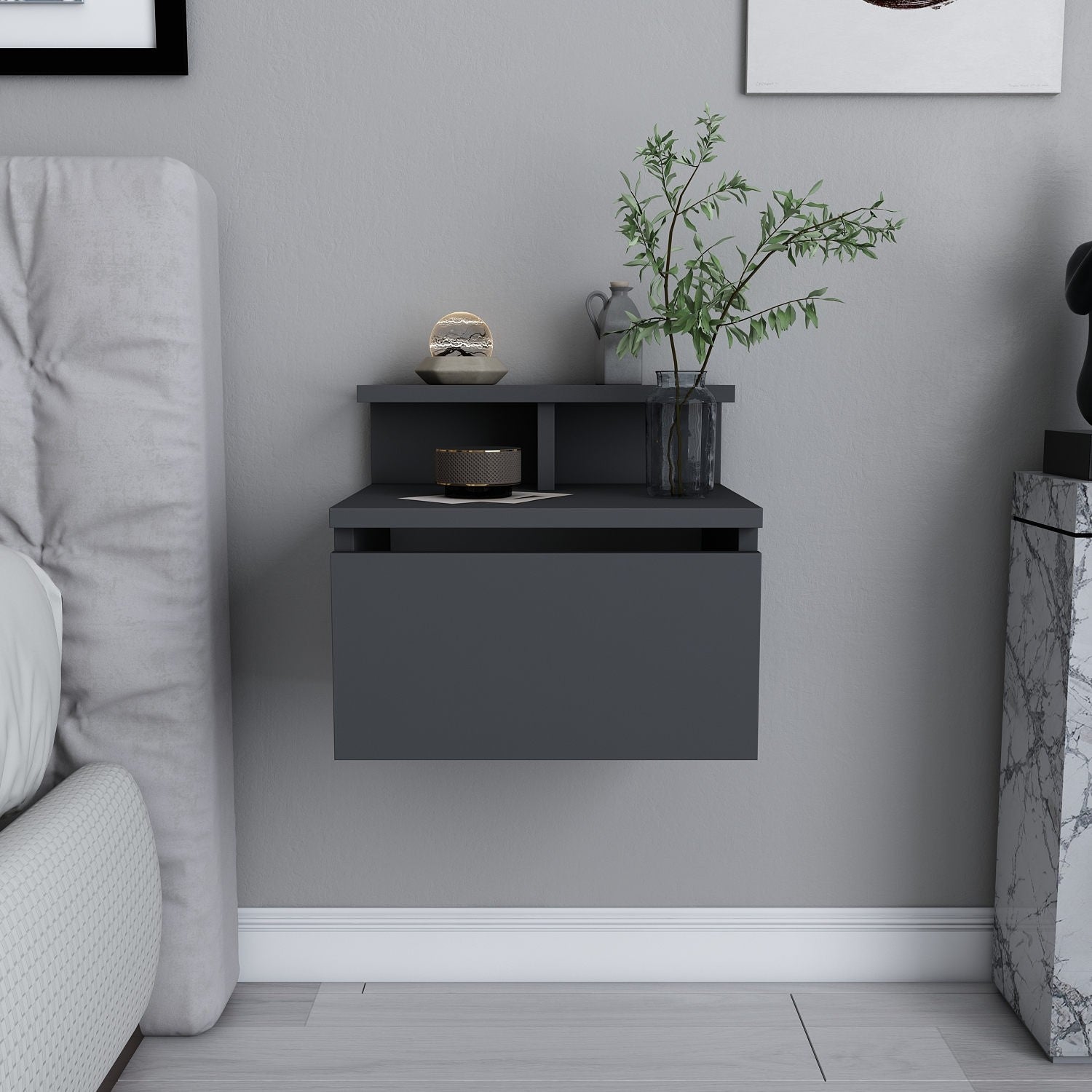 Alice - Anthracite in Anthrazit präsentiert im Onlineshop von KAQTU Design AG. Nachttisch ist von Hanah Home