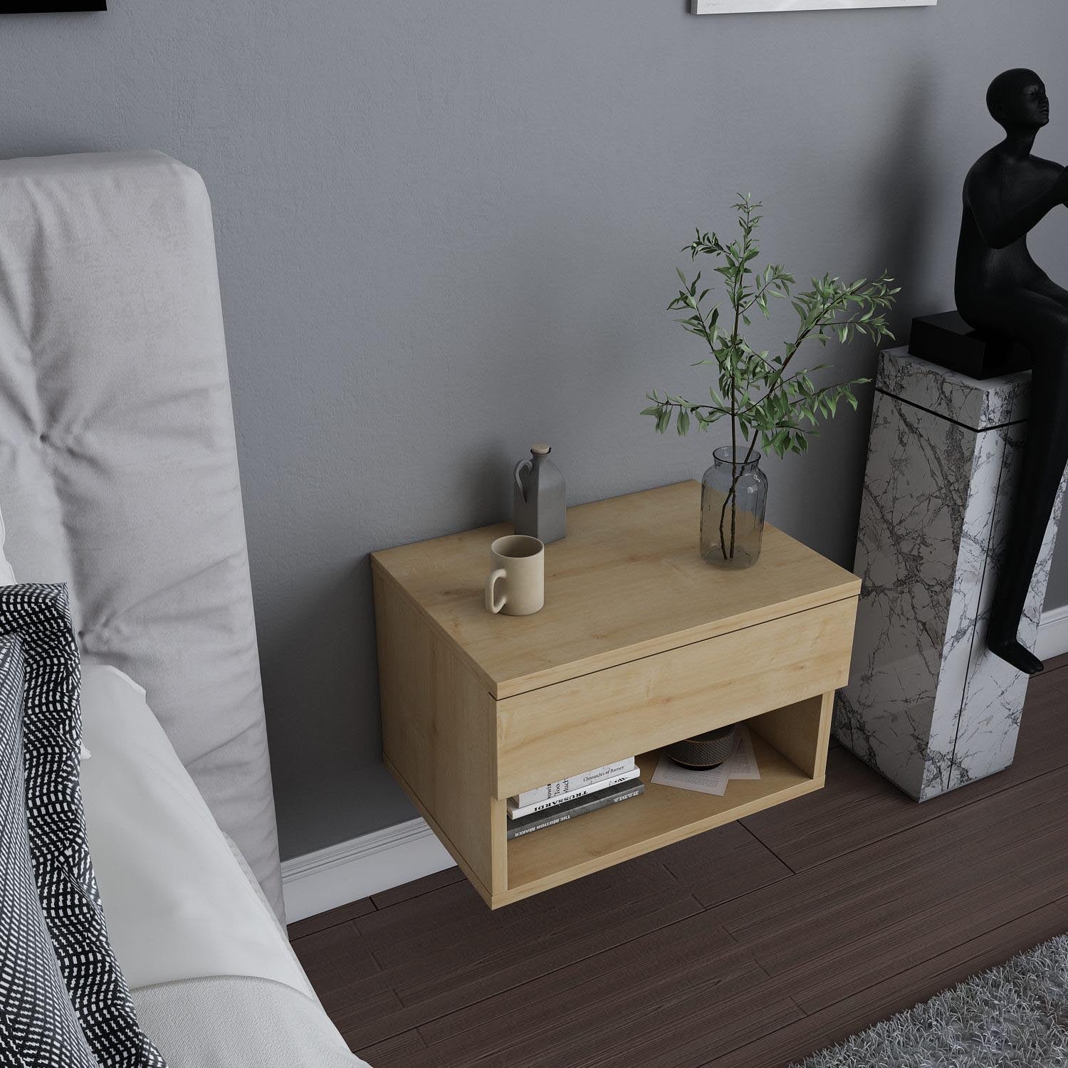 Jamot - Oak in Eiche präsentiert im Onlineshop von KAQTU Design AG. Nachttisch ist von Hanah Home