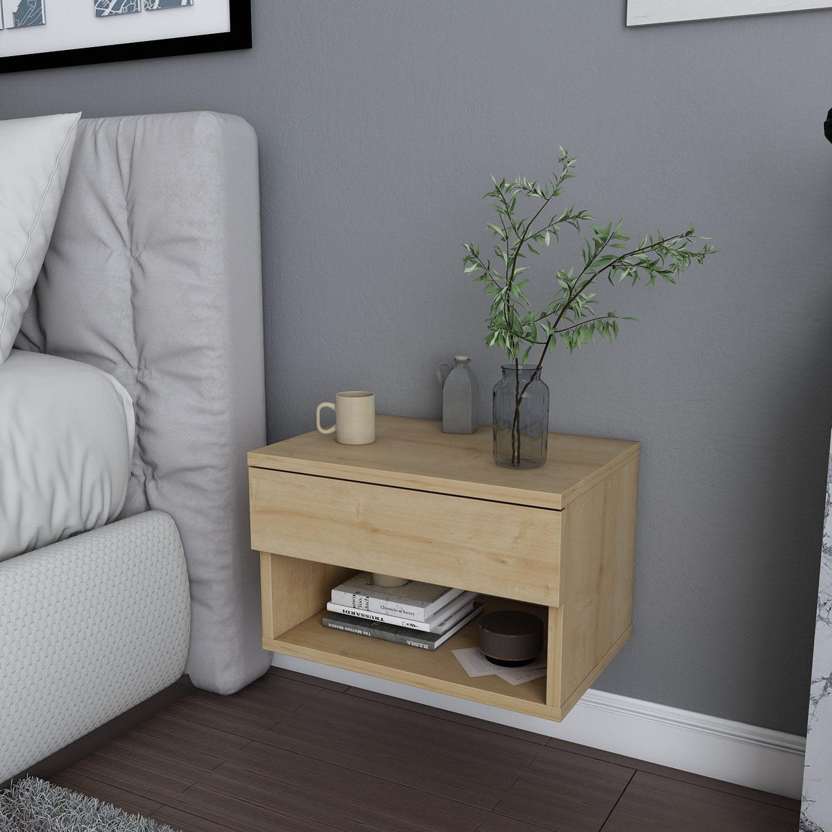 Jamot Nachttisch - Eiche in Eiche präsentiert im Onlineshop von KAQTU Design AG. Nachttisch ist von Hanah Home