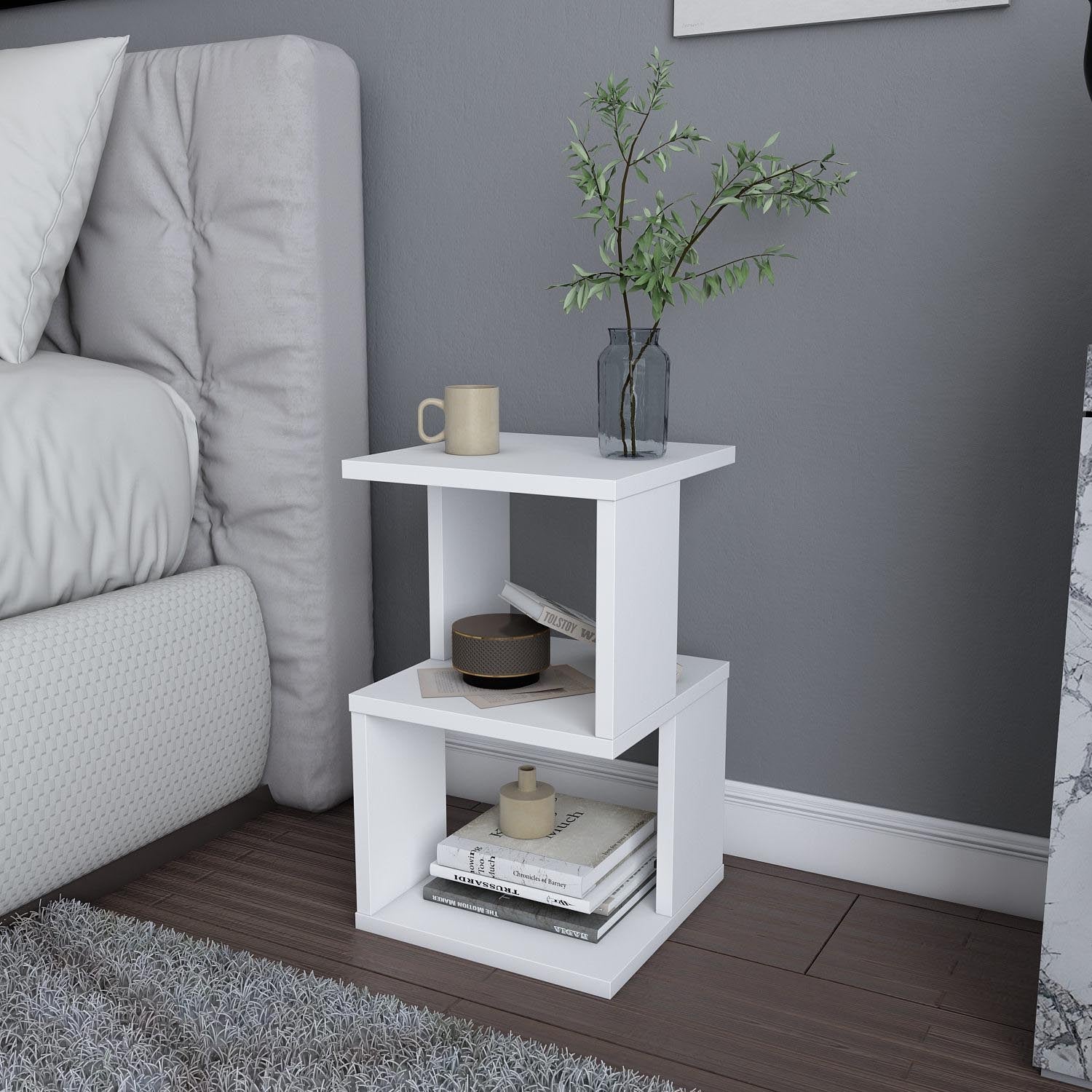 Carter - White in Weiss präsentiert im Onlineshop von KAQTU Design AG. Nachttisch ist von Hanah Home