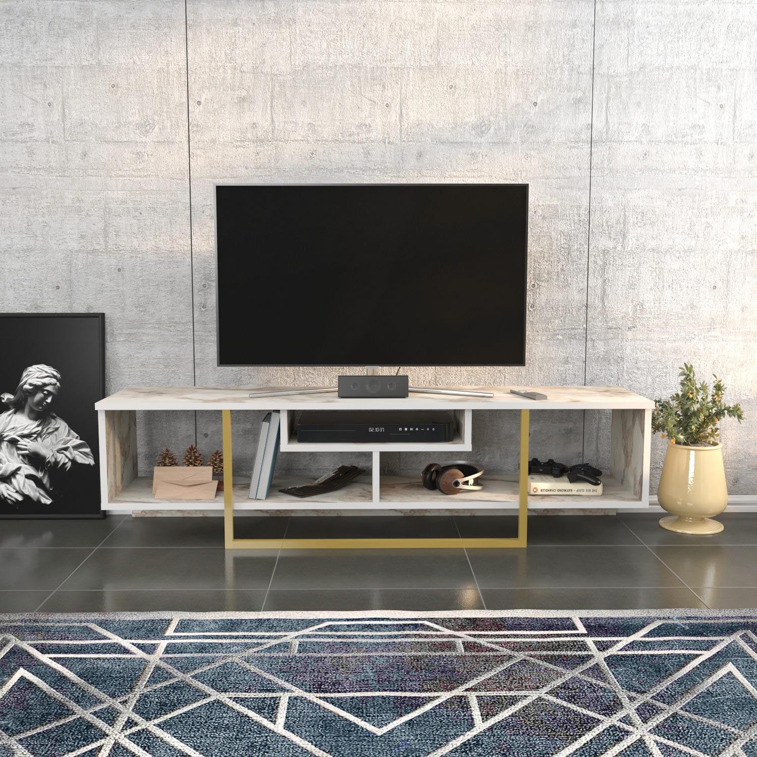 Asal 150 - Gold, Ephesus in Gold
 Weiss präsentiert im Onlineshop von KAQTU Design AG. Sideboard ist von Hanah Home