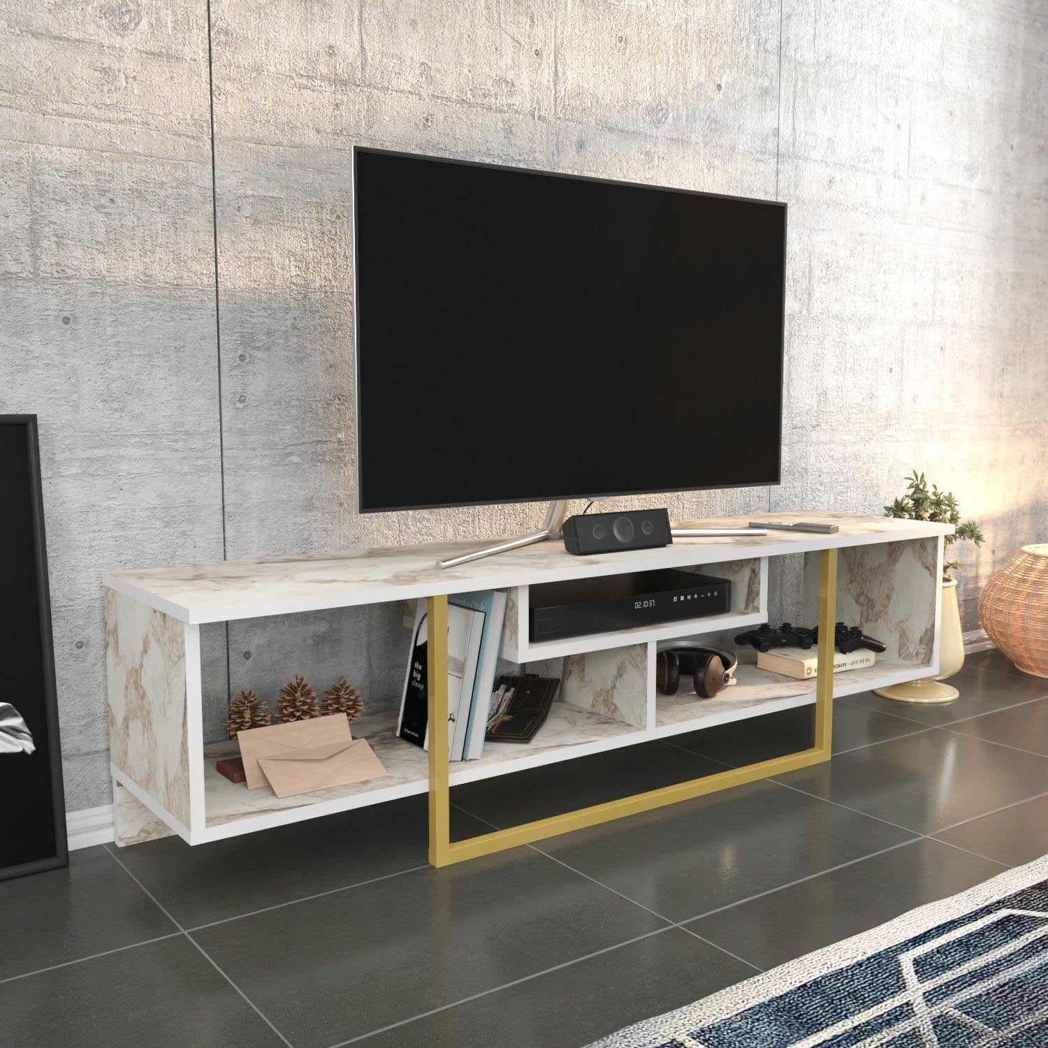 Asal 150 - Gold, Ephesus in Gold
 Weiss präsentiert im Onlineshop von KAQTU Design AG. Sideboard ist von Hanah Home