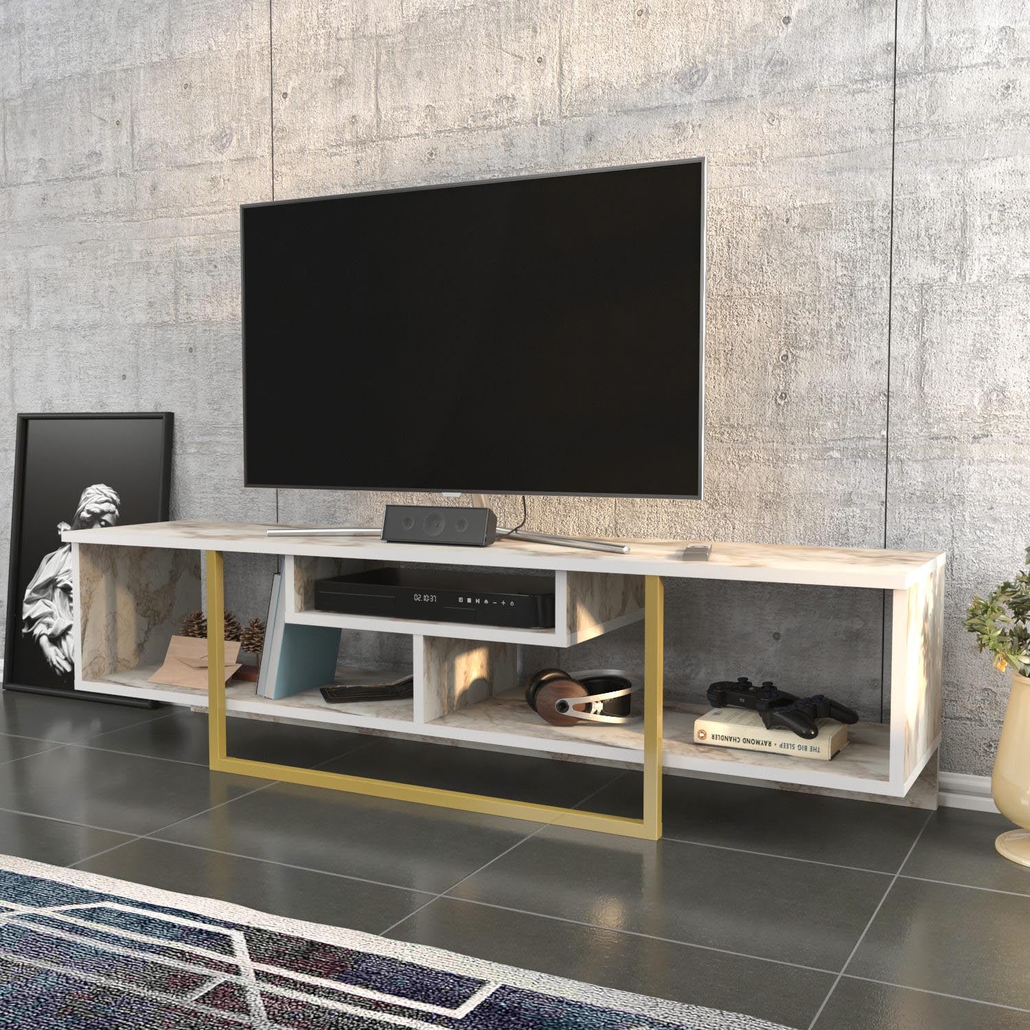 Asal 150 - Gold, Ephesus in Gold
 Weiss präsentiert im Onlineshop von KAQTU Design AG. Sideboard ist von Hanah Home