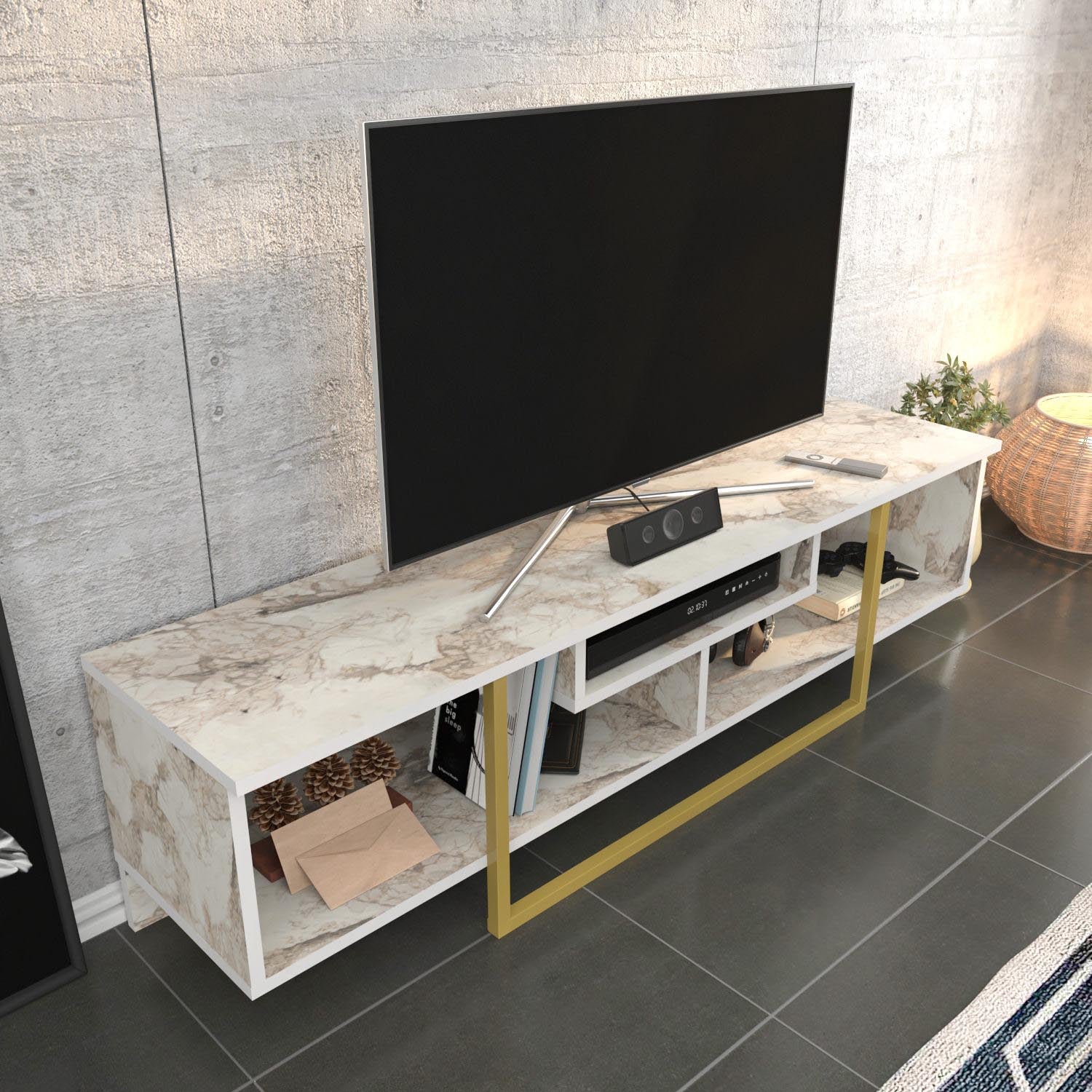 Asal 150 - Gold, Ephesus in Gold
 Weiss präsentiert im Onlineshop von KAQTU Design AG. Sideboard ist von Hanah Home