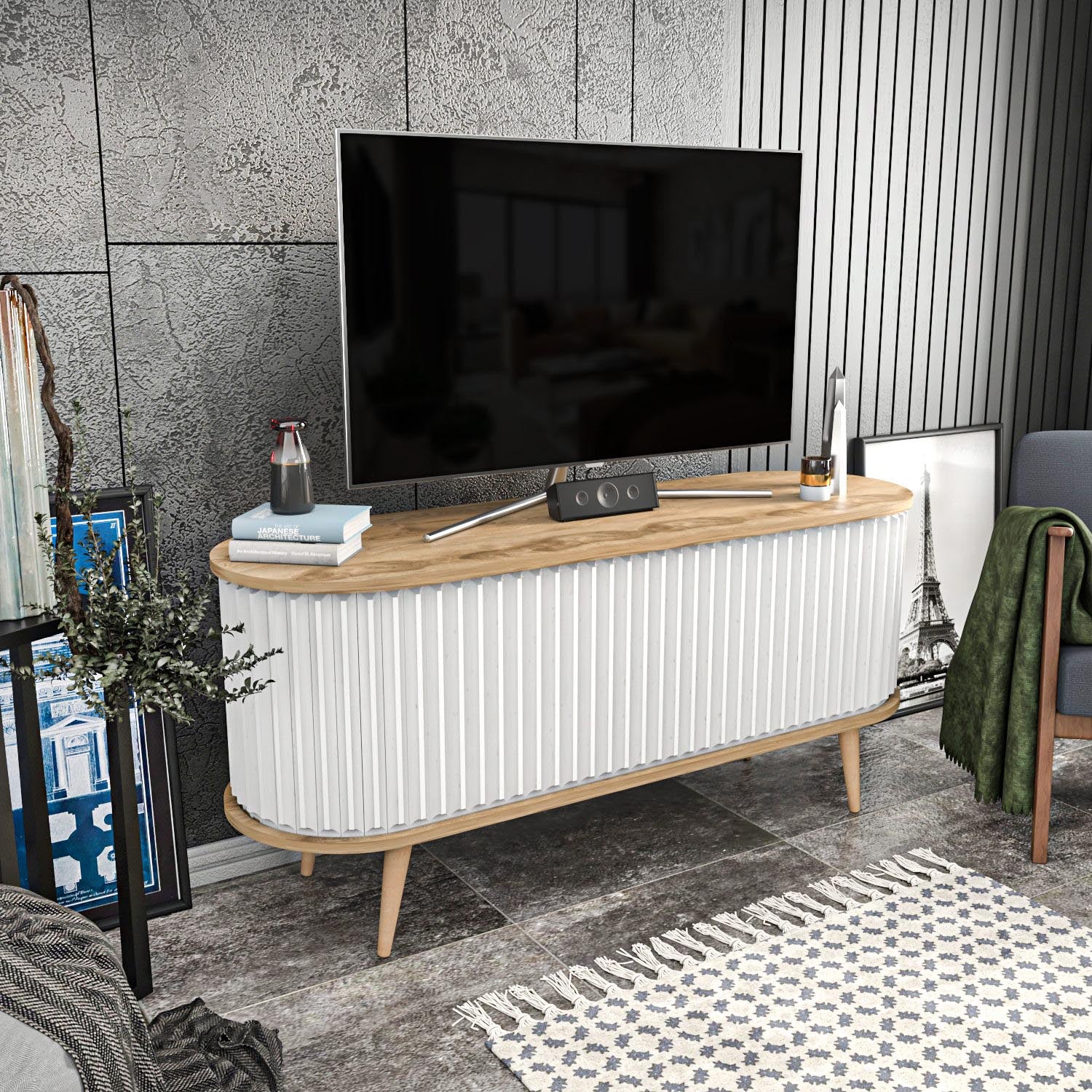 Stor - Oud Oak, White in Oud Eiche Weiss präsentiert im Onlineshop von KAQTU Design AG. Sideboard ist von Hanah Home