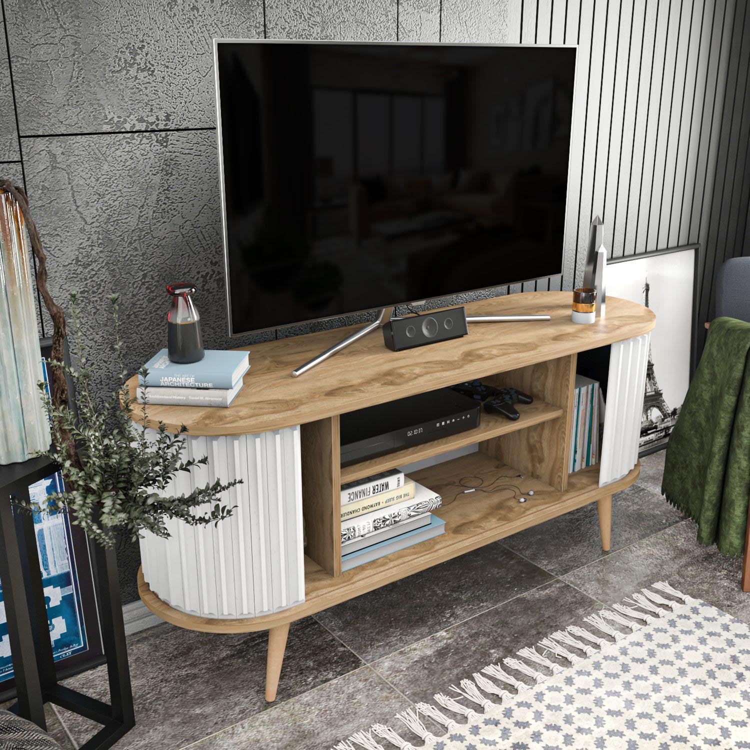 Stor - Oud Oak, White in Oud Eiche Weiss präsentiert im Onlineshop von KAQTU Design AG. Sideboard ist von Hanah Home