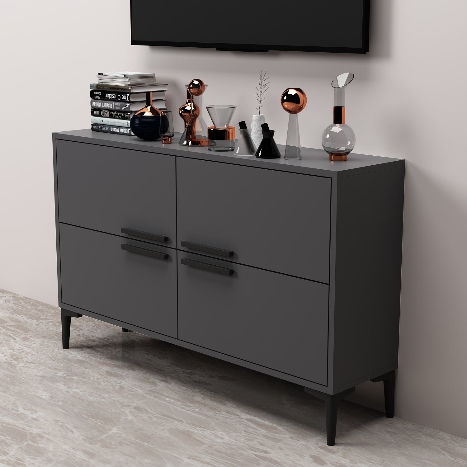 Ctn - Anthracite in Anthrazit präsentiert im Onlineshop von KAQTU Design AG. Sideboard ist von Hanah Home