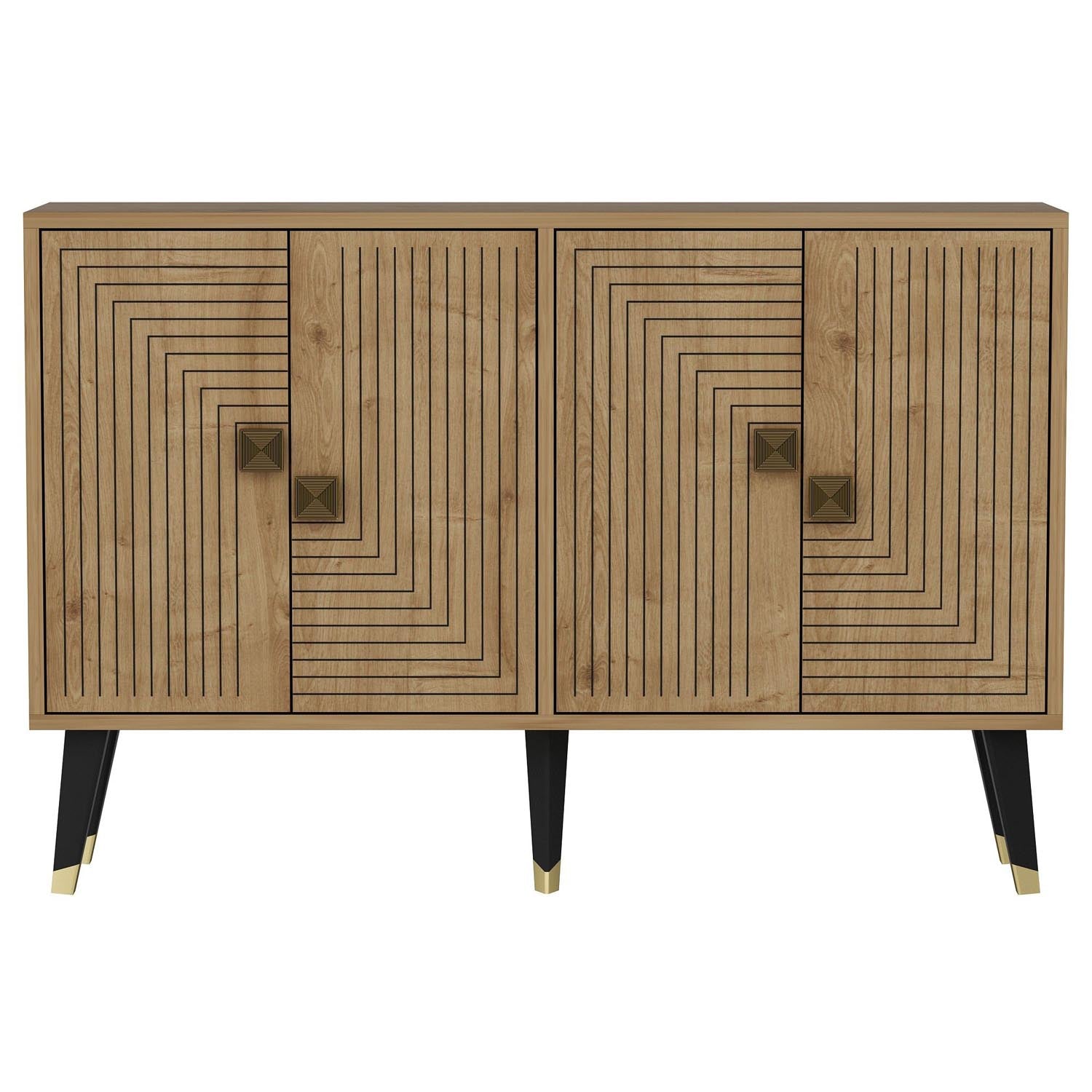 Ahart - Sapphire Oak, Gold in Saphir- Eiche Gold präsentiert im Onlineshop von KAQTU Design AG. High-Sideboard ist von Hanah Home
