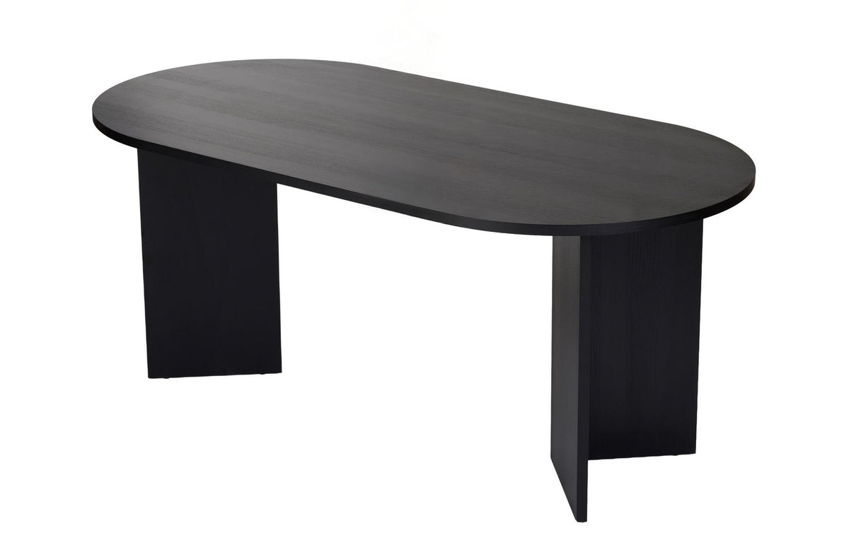 Esstisch Sablin von Nordure in Holz Schwarz, rechteckige Tischplatte aus melaminbeschichteter Spanplatte, Grösse 180x90x75 cm.