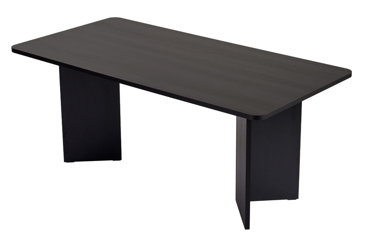 Rechteckiger Esstisch Linza in Holz Schwarz aus melaminbeschichteter Spanplatte, Masse 180x90x75 cm, Hersteller Nordure.