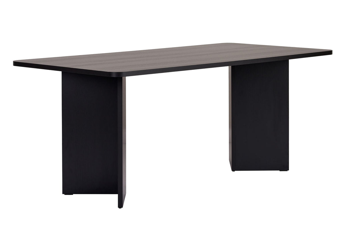 Rechteckiger Esstisch Linza in Holz Schwarz aus melaminbeschichteter Spanplatte, Masse 180x90x75 cm, Hersteller Nordure.