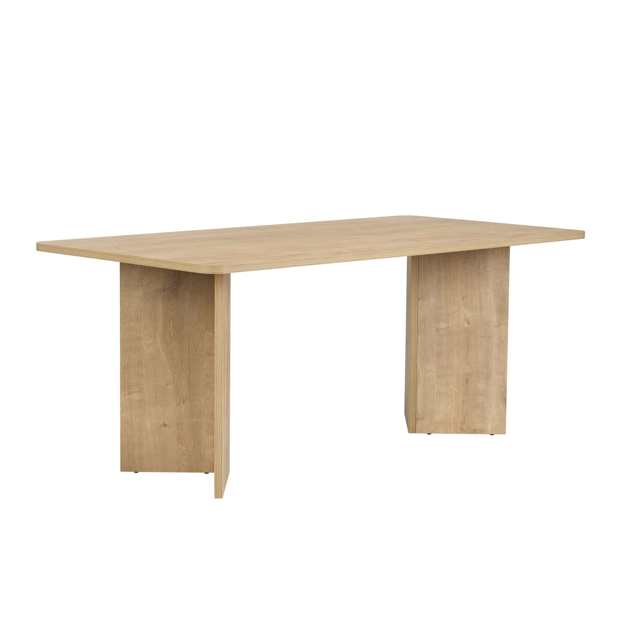Rechteckiger Esstisch aus melaminbeschichteter Spanplatte in Honig-Eiche, Masse 180x90x75 cm, schlichtes, modernes Design für den Esstisch-Bereich.