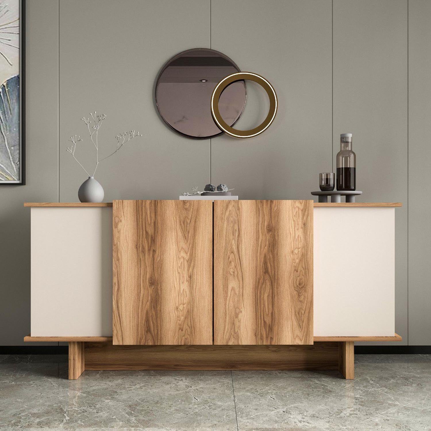 Diana - Sand, Walnut in Sand
 Walnuss präsentiert im Onlineshop von KAQTU Design AG. High-Sideboard ist von Hanah Home