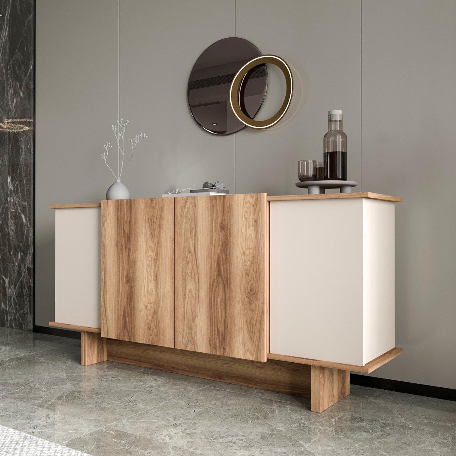 Diana - Sand, Walnut in Sand
 Walnuss präsentiert im Onlineshop von KAQTU Design AG. High-Sideboard ist von Hanah Home